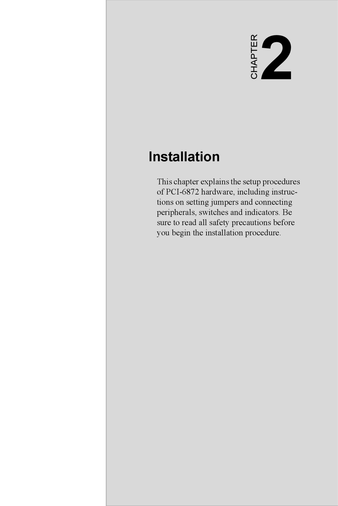 Advantech PCI-6872 user manual Installation 