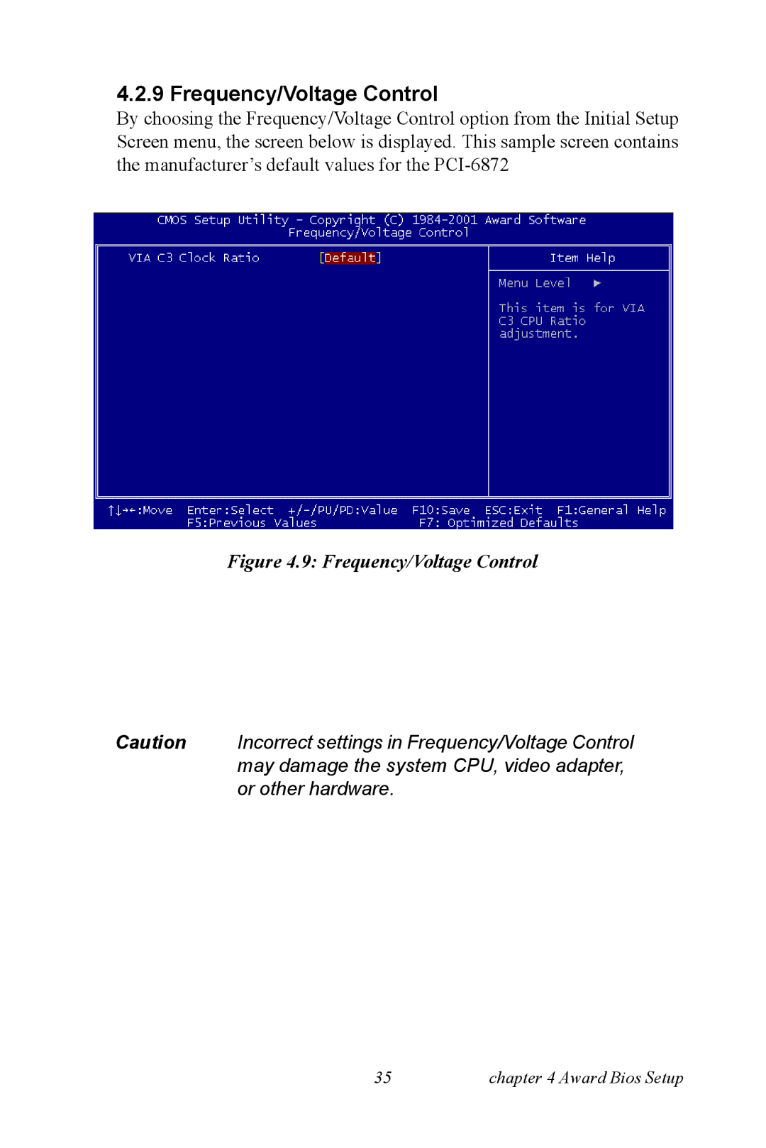 Advantech PCI-6872 user manual Frequency/Voltage Control 