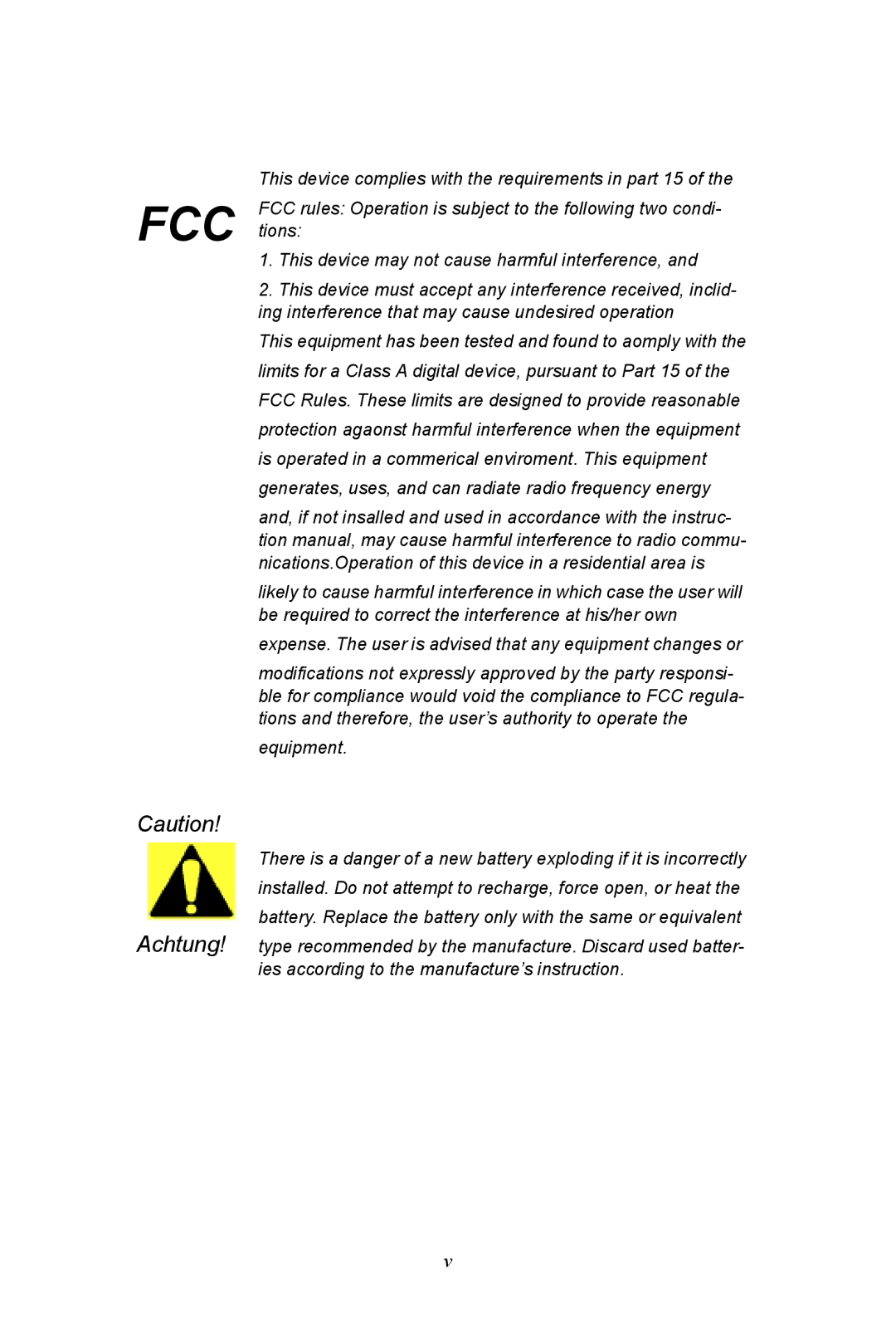 Advantech PCI-6872 user manual Fcc 