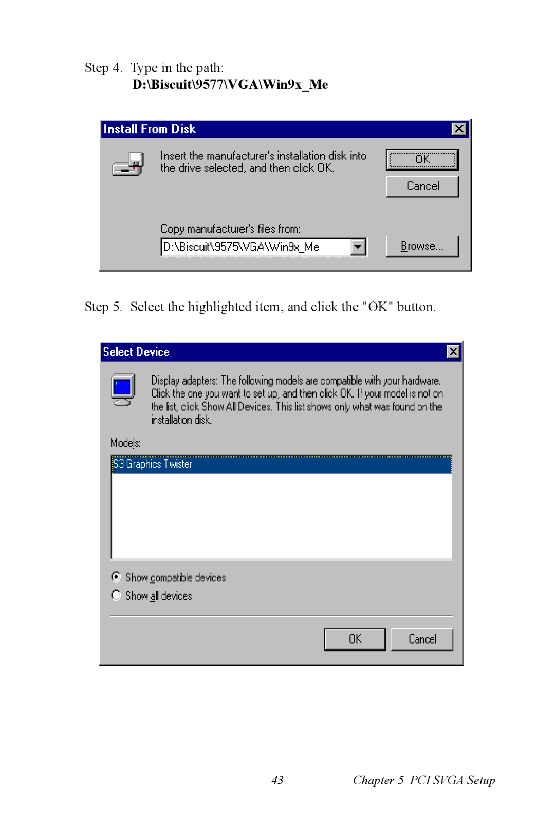 Advantech PCI-6872 user manual Biscuit\9577\VGA\Win9xMe 