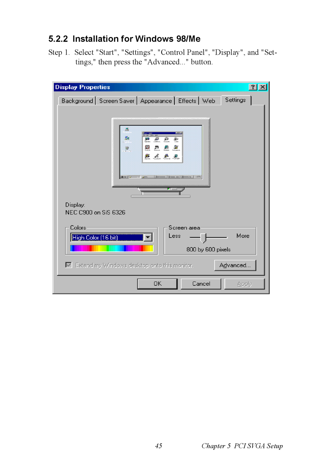 Advantech PCI-6872 user manual Installation for Windows 98/Me 