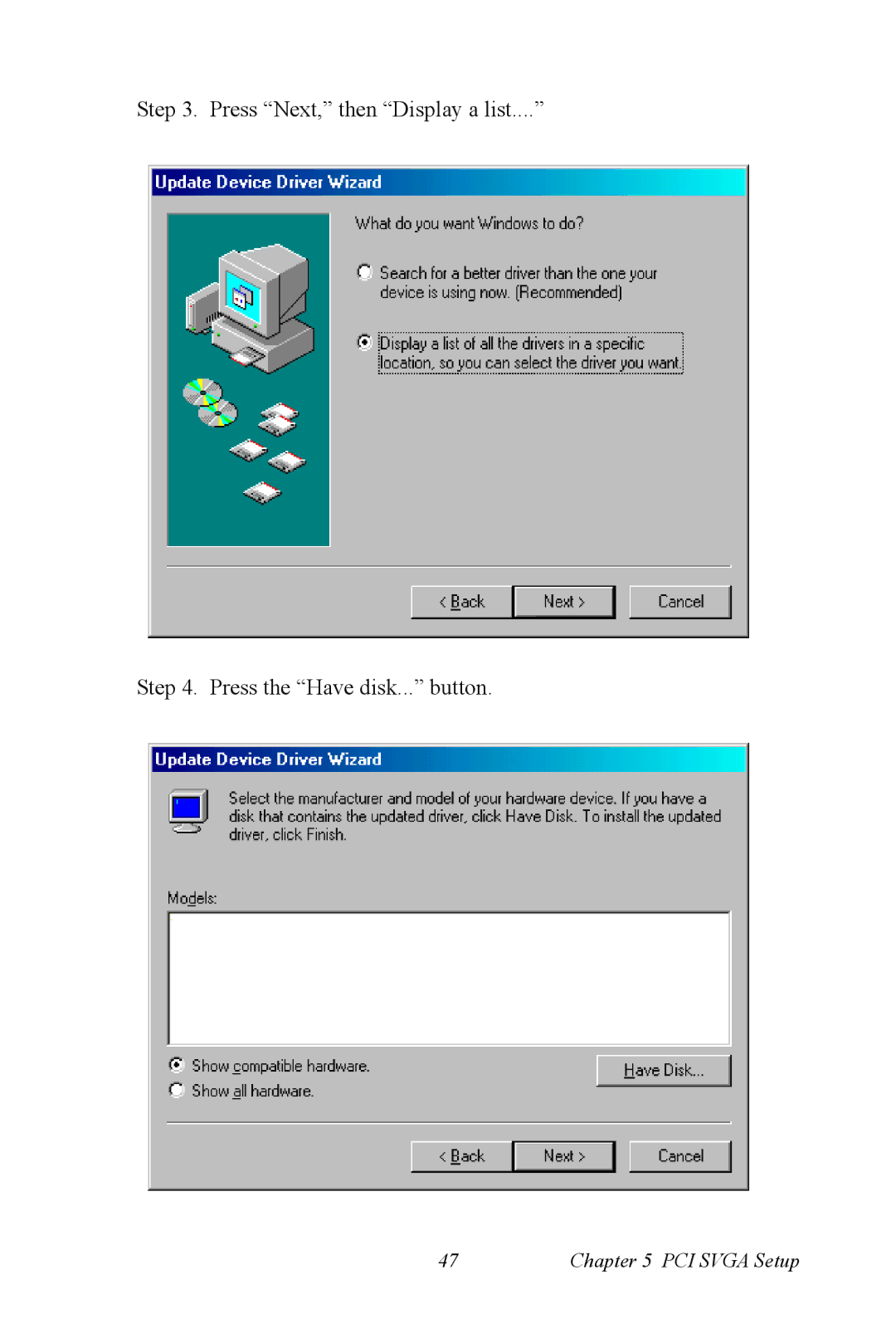 Advantech PCI-6872 user manual PCI Svga Setup 