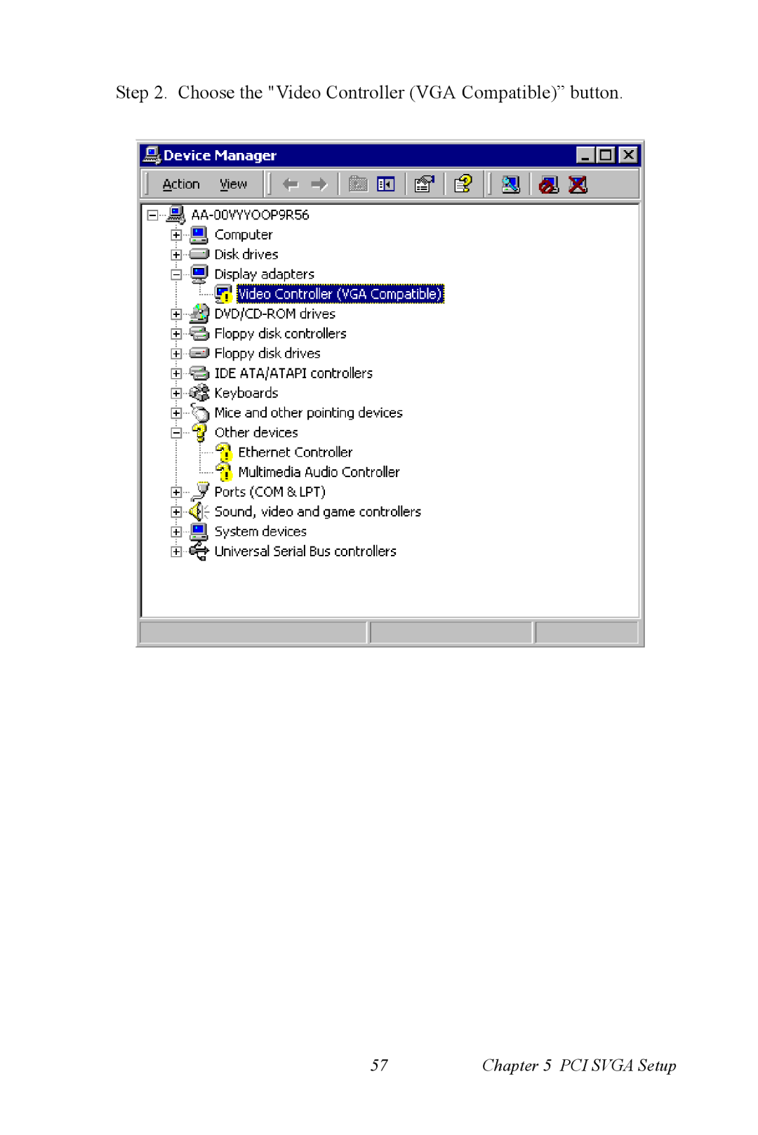 Advantech PCI-6872 user manual Choose the Video Controller VGA Compatible button 