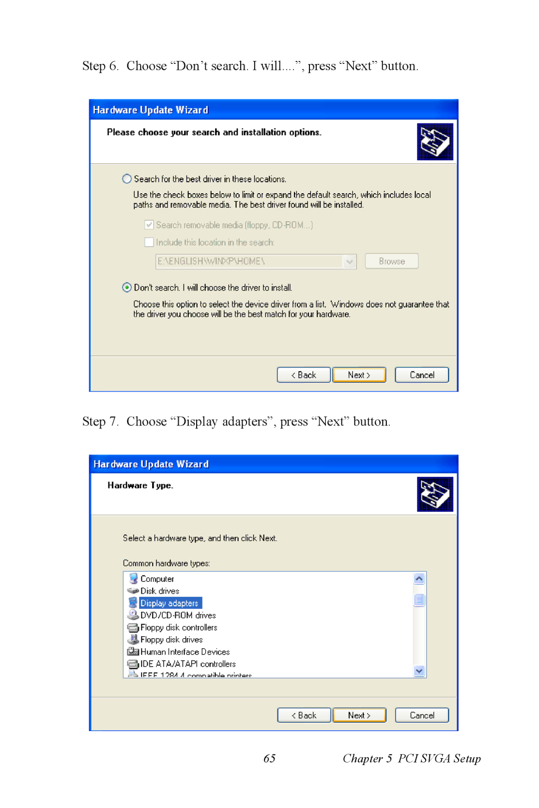 Advantech PCI-6872 user manual PCI Svga Setup 