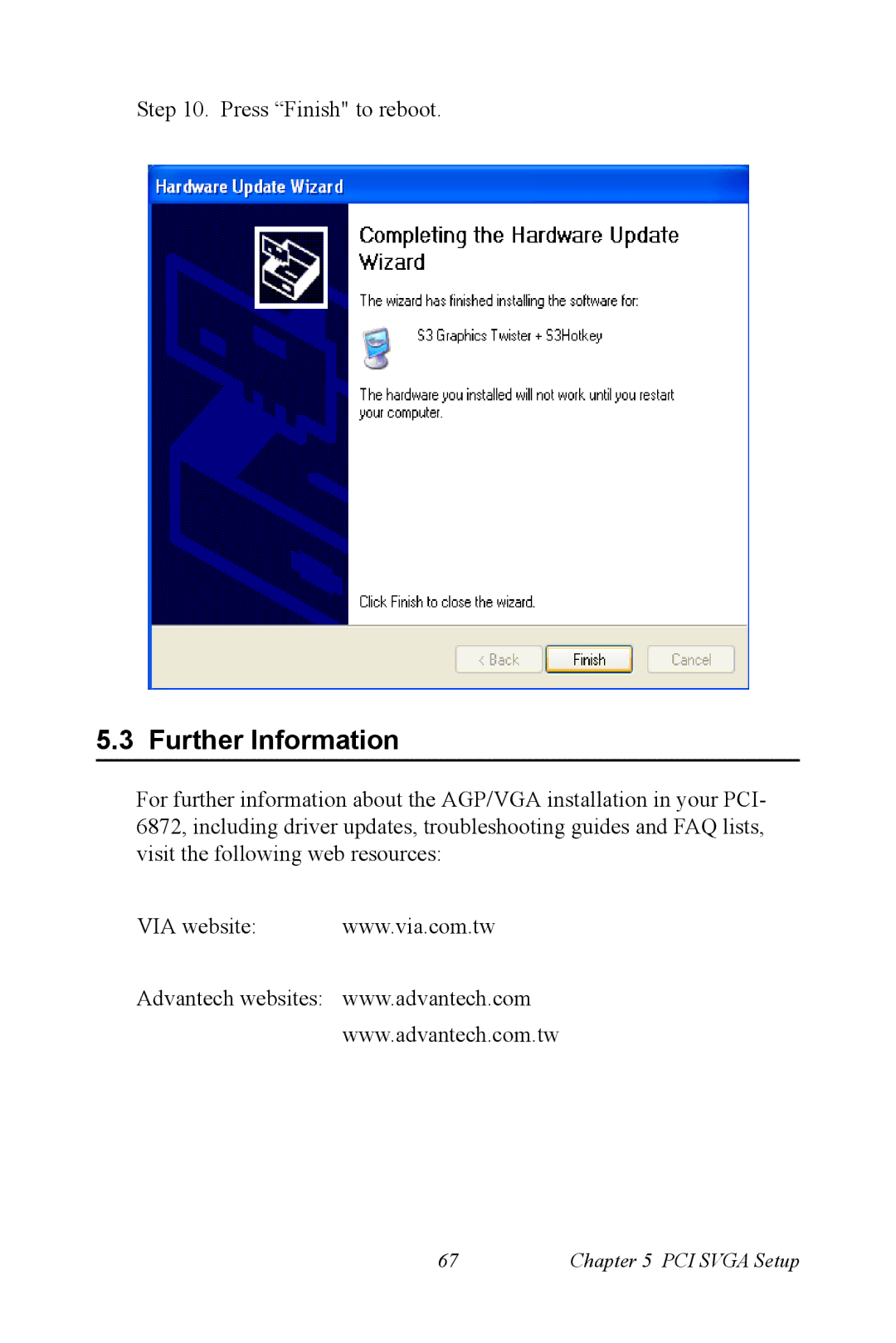 Advantech PCI-6872 user manual Further Information 