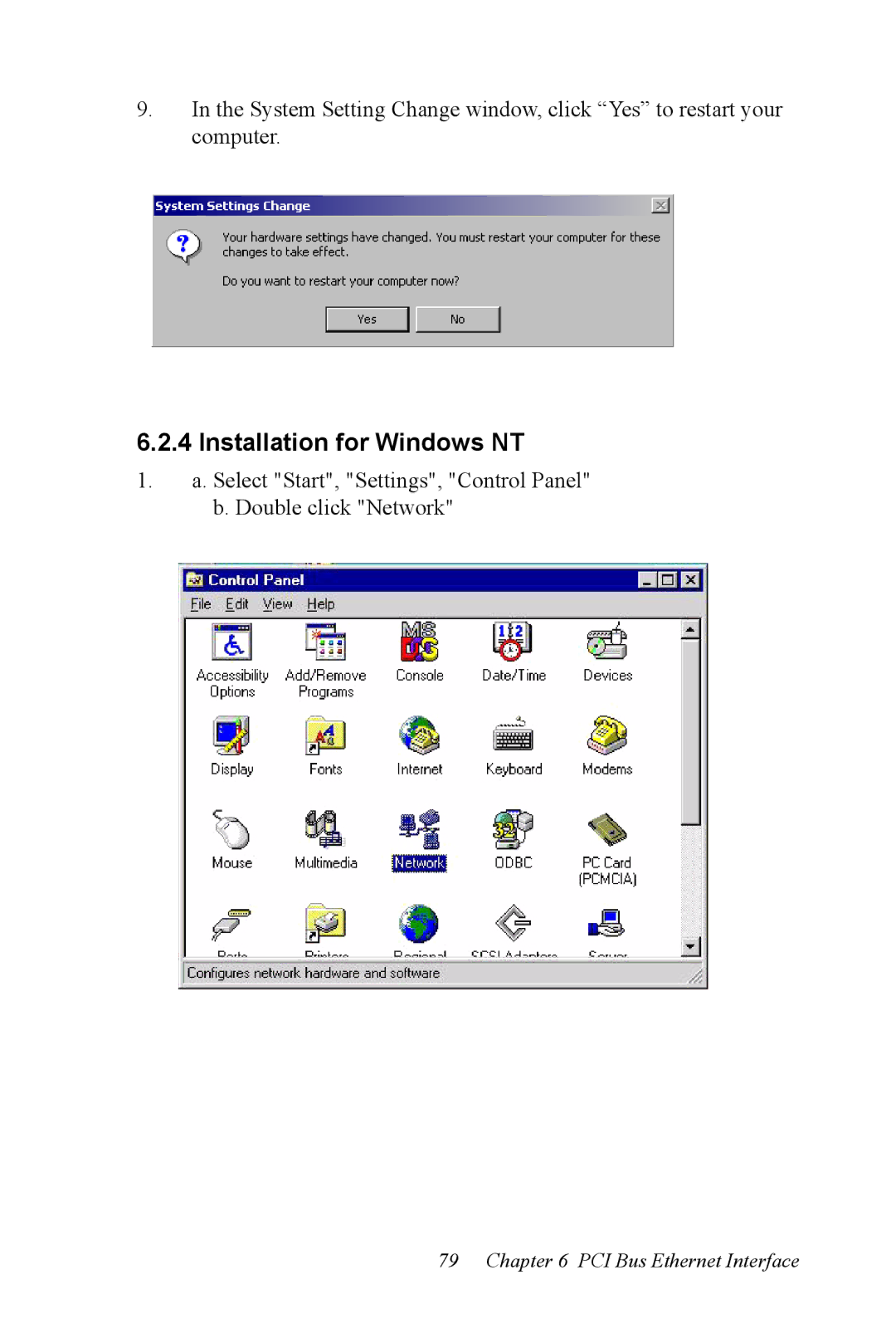 Advantech PCI-6872 user manual Installation for Windows NT 