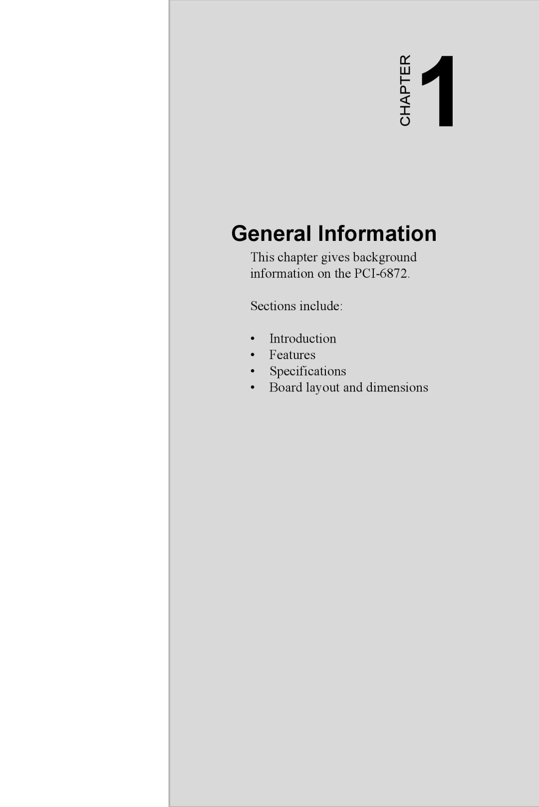 Advantech PCI-6872 user manual General Information, Chapter 
