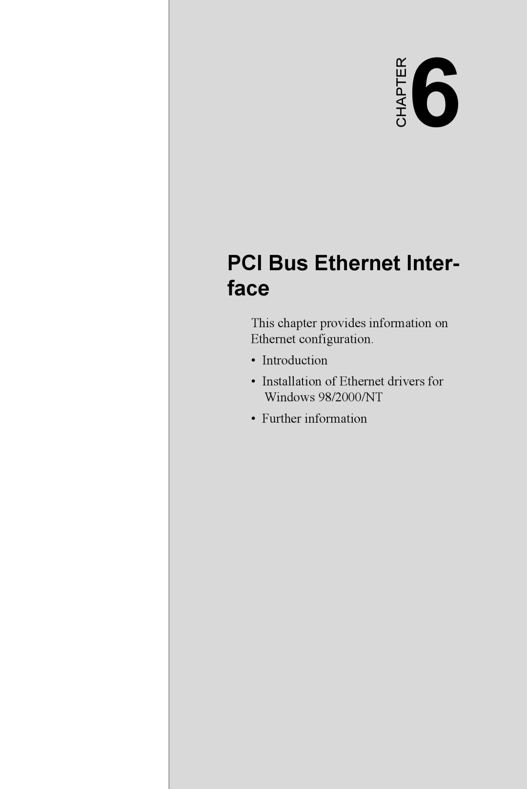 Advantech PCI-6872 user manual PCI Bus Ethernet Inter- face, Chapter 