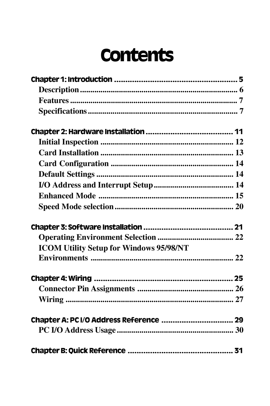 Advantech PCL-849 manual Contents 