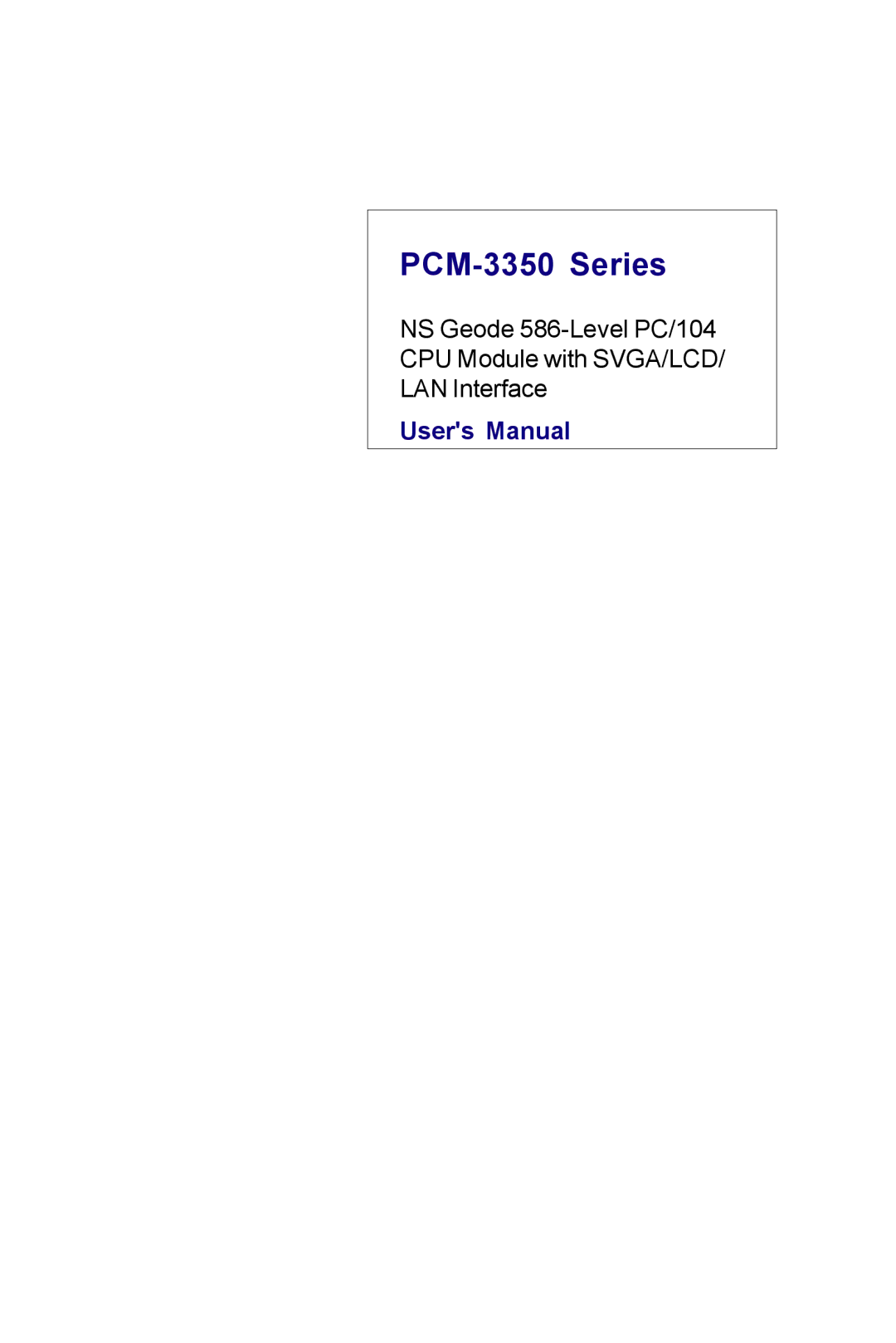 Advantech PCM-3350 Series user manual 