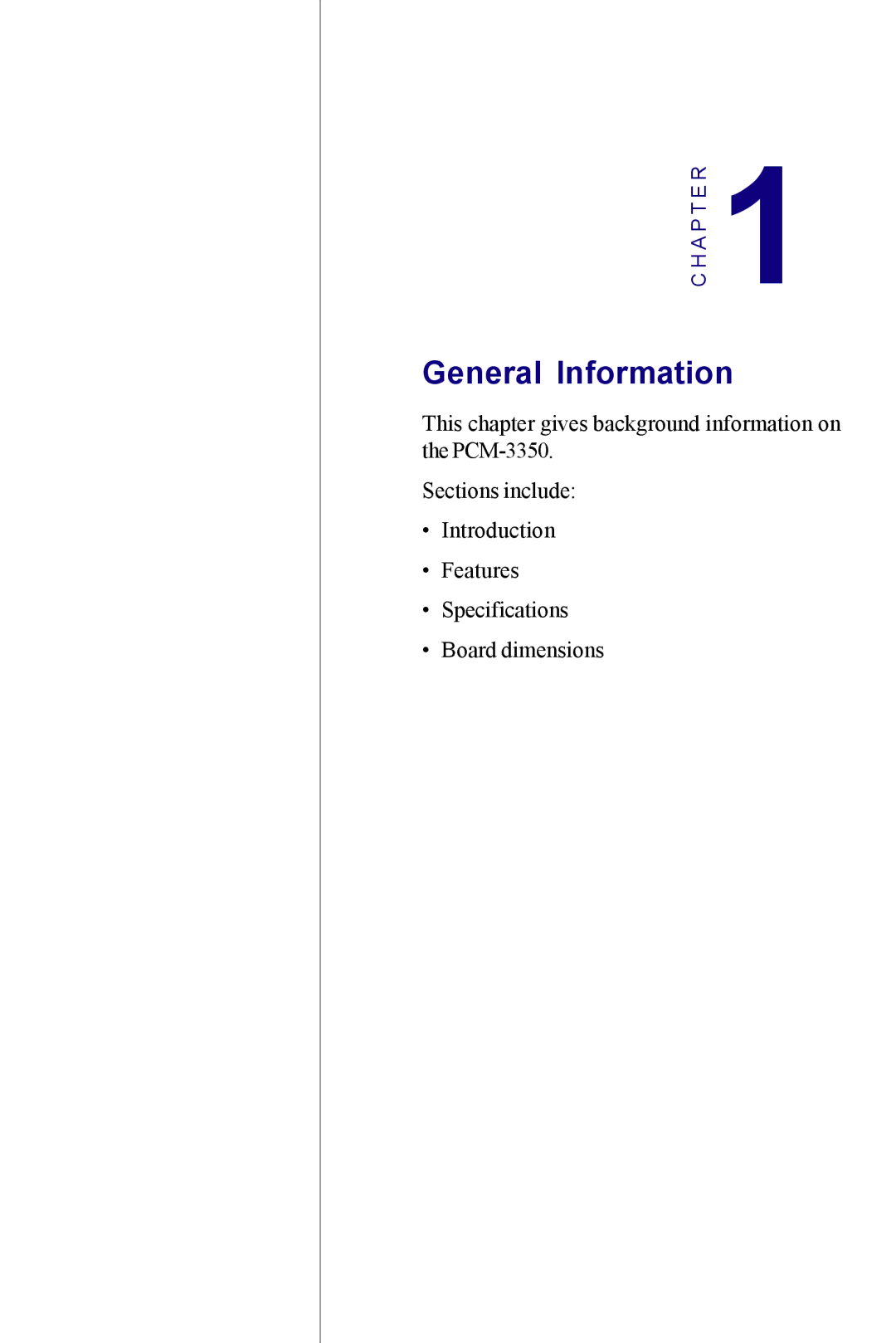 Advantech PCM-3350 Series user manual General Information 