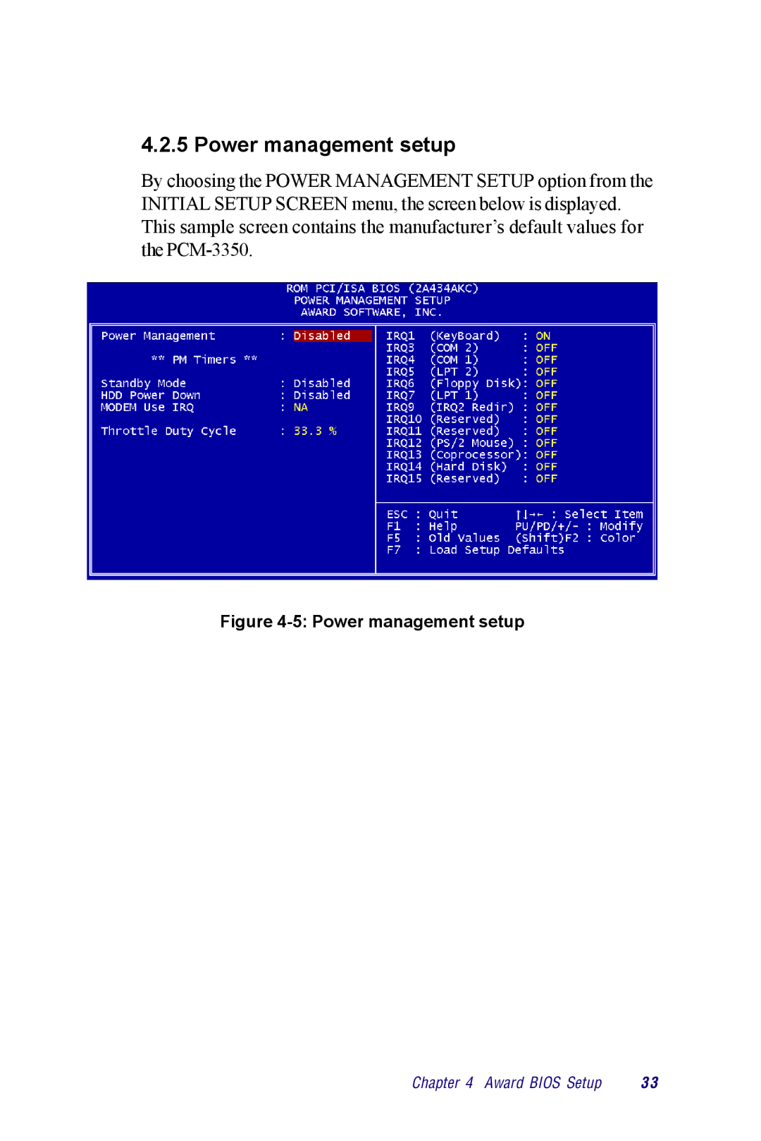 Advantech PCM-3350 Series user manual Power management setup 