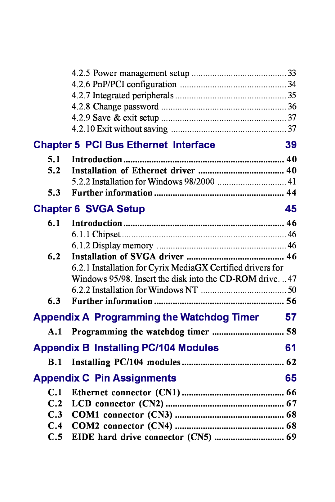 Advantech PCM-3350 Series user manual PCI Bus Ethernet Interface, SVGA Setup, Appendix A Programming the Watchdog Timer 