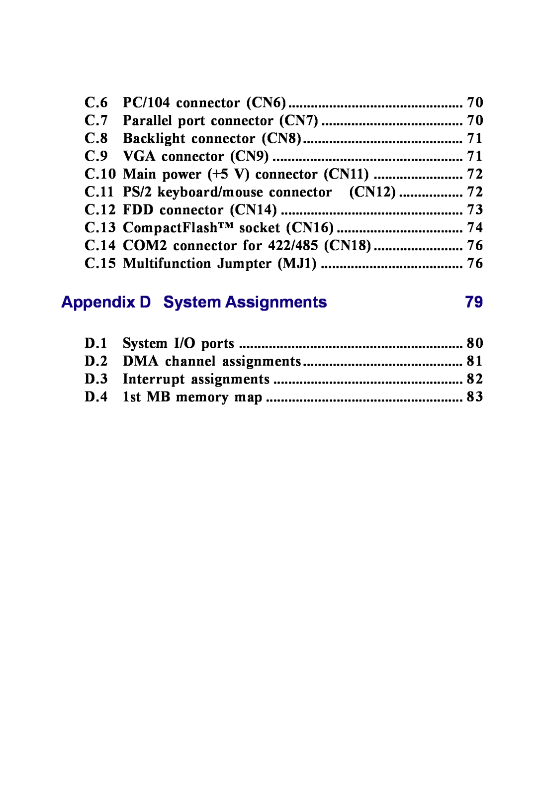 Advantech PCM-3350 Series user manual Appendix D System Assignments 