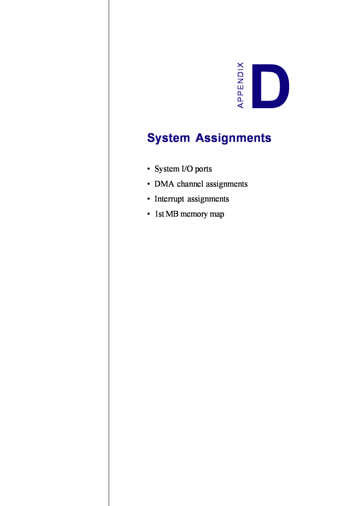 Advantech PCM-3350 Series user manual System Assignments, A P P E N D I 