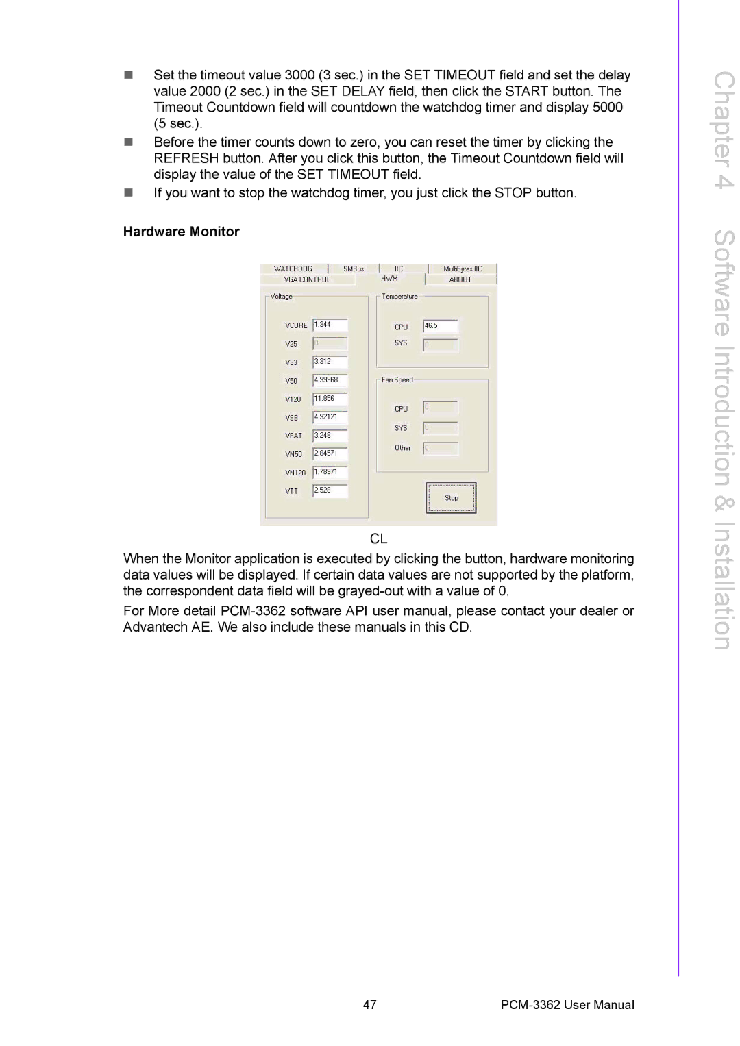 Advantech PCM-3362 user manual Hardware Monitor 