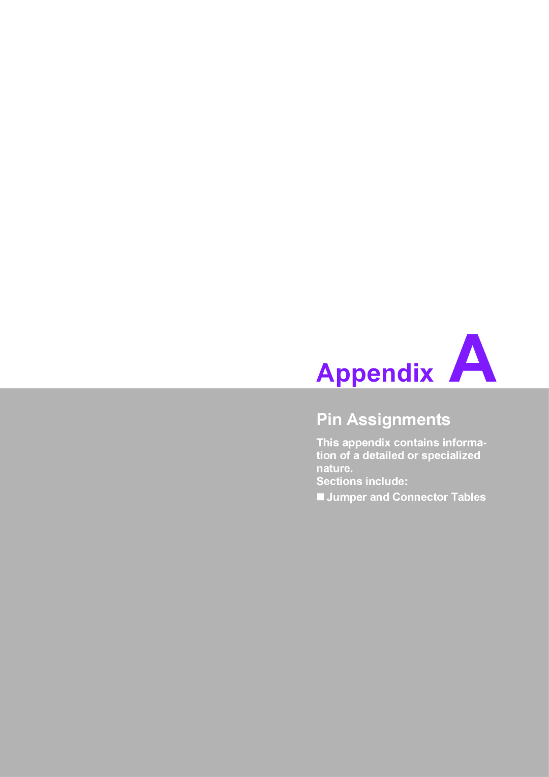 Advantech PCM-3362 user manual Appendix a, Pin Assignments 