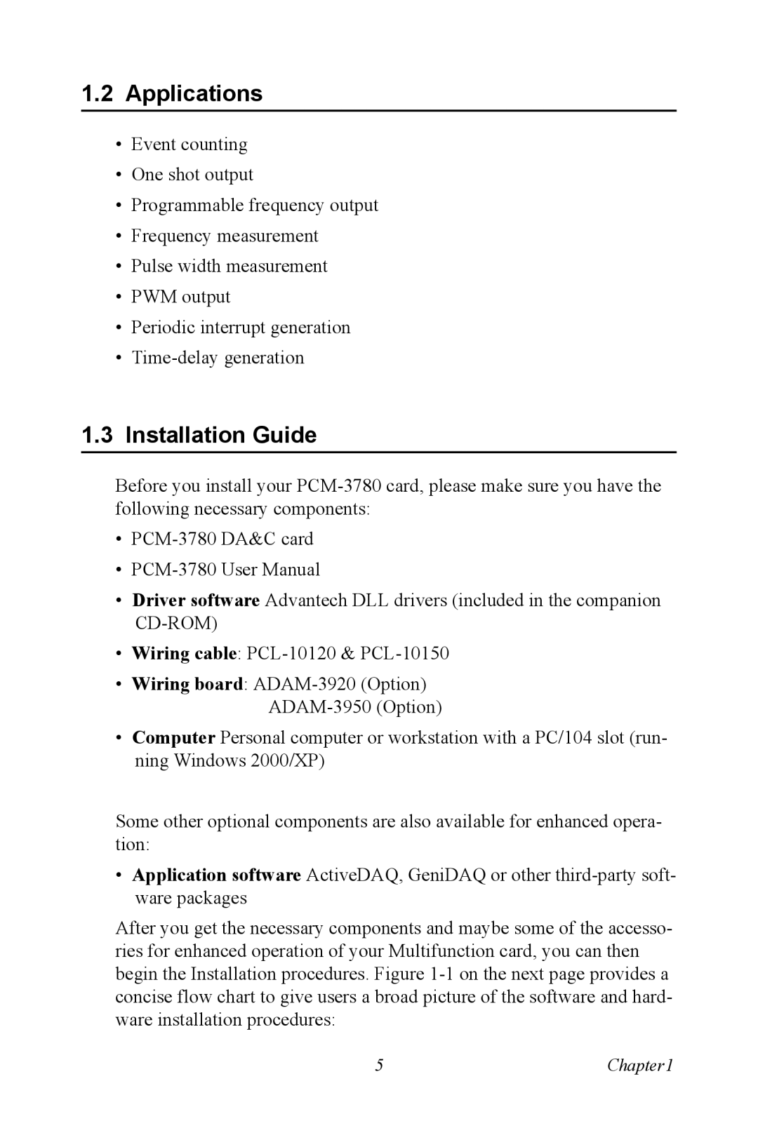 Advantech PCM-3780 manual Applications, Installation Guide 