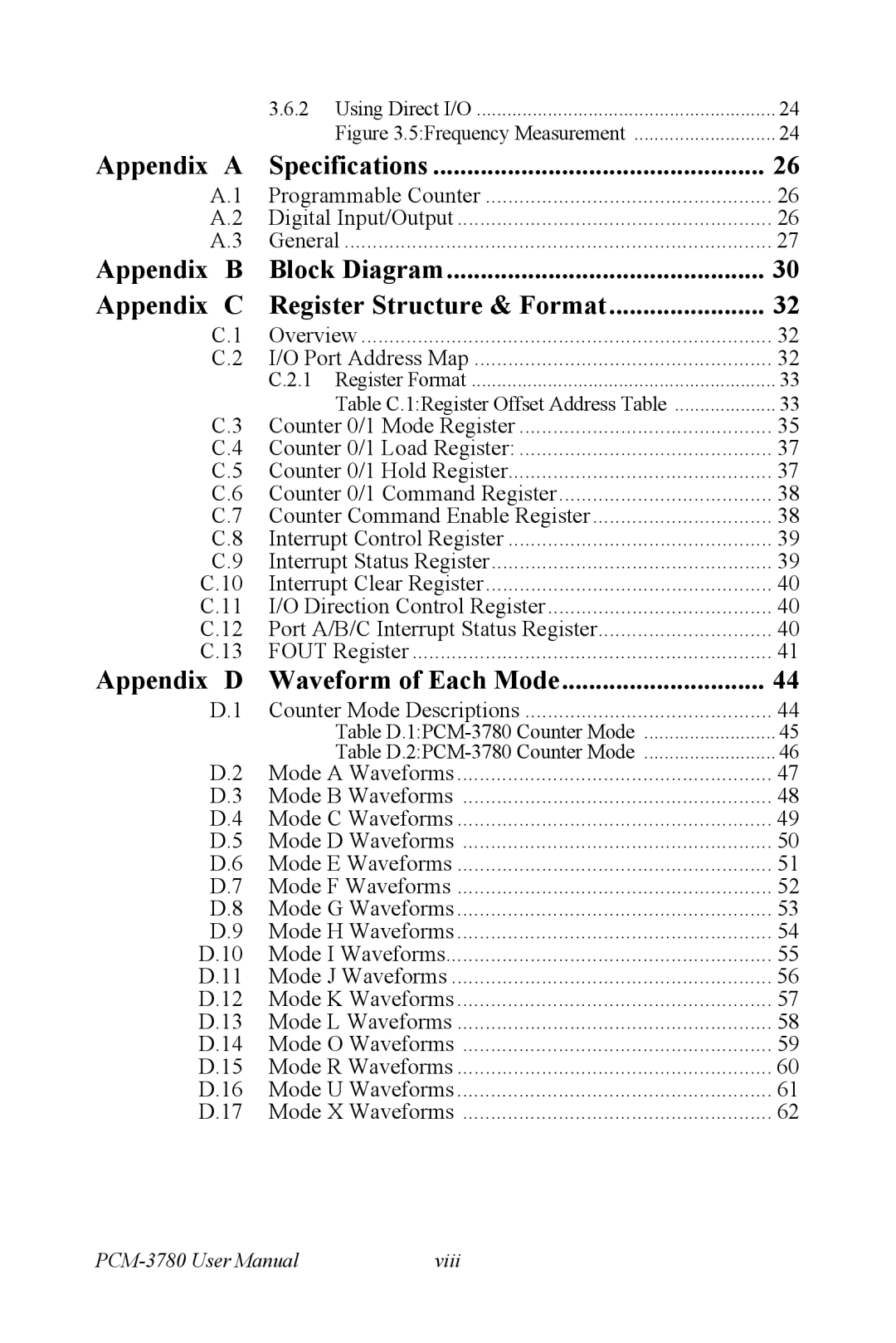 Advantech PCM-3780 manual Appendix Specifications 