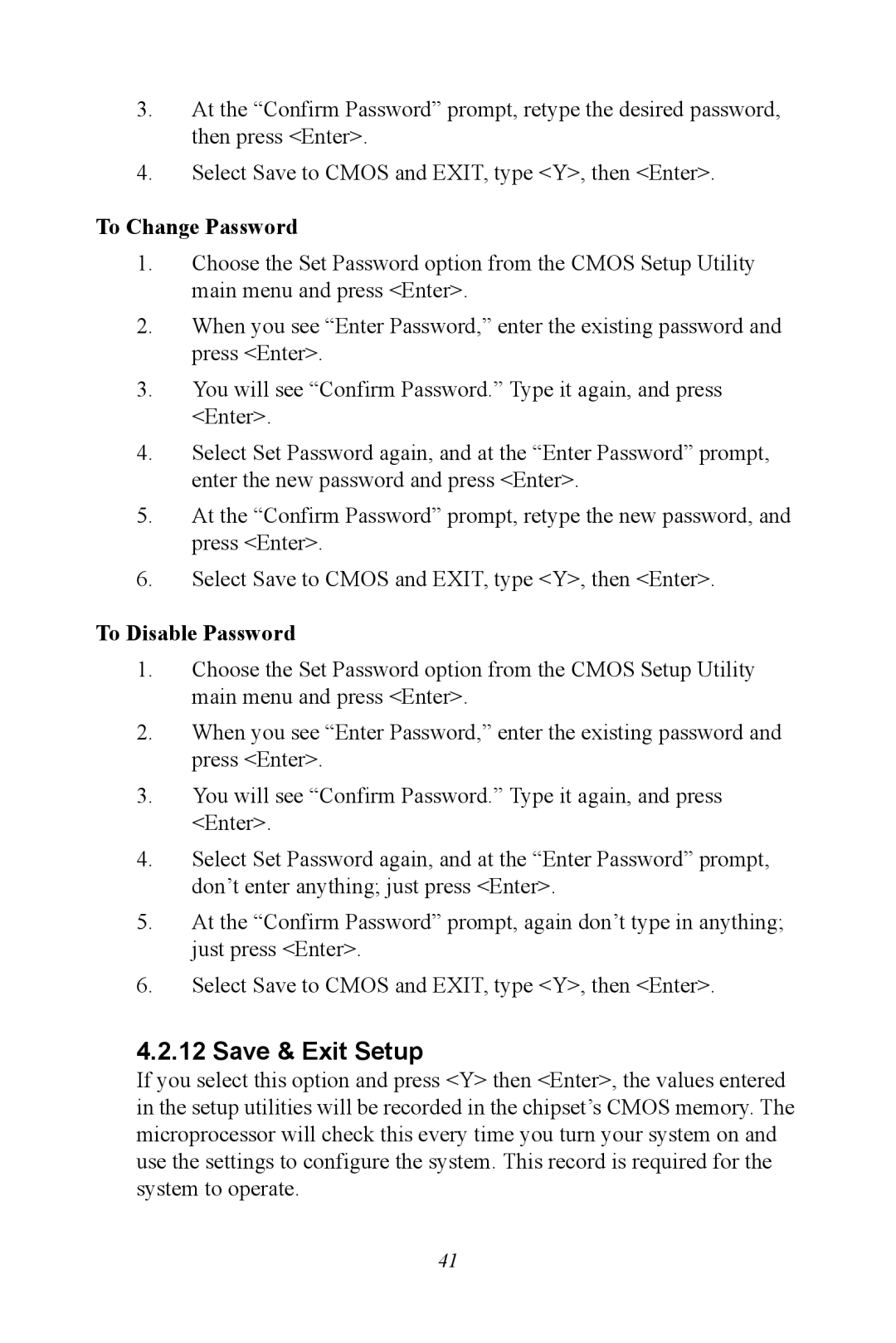 Advantech PCM-9372 user manual Save & Exit Setup, To Change Password 