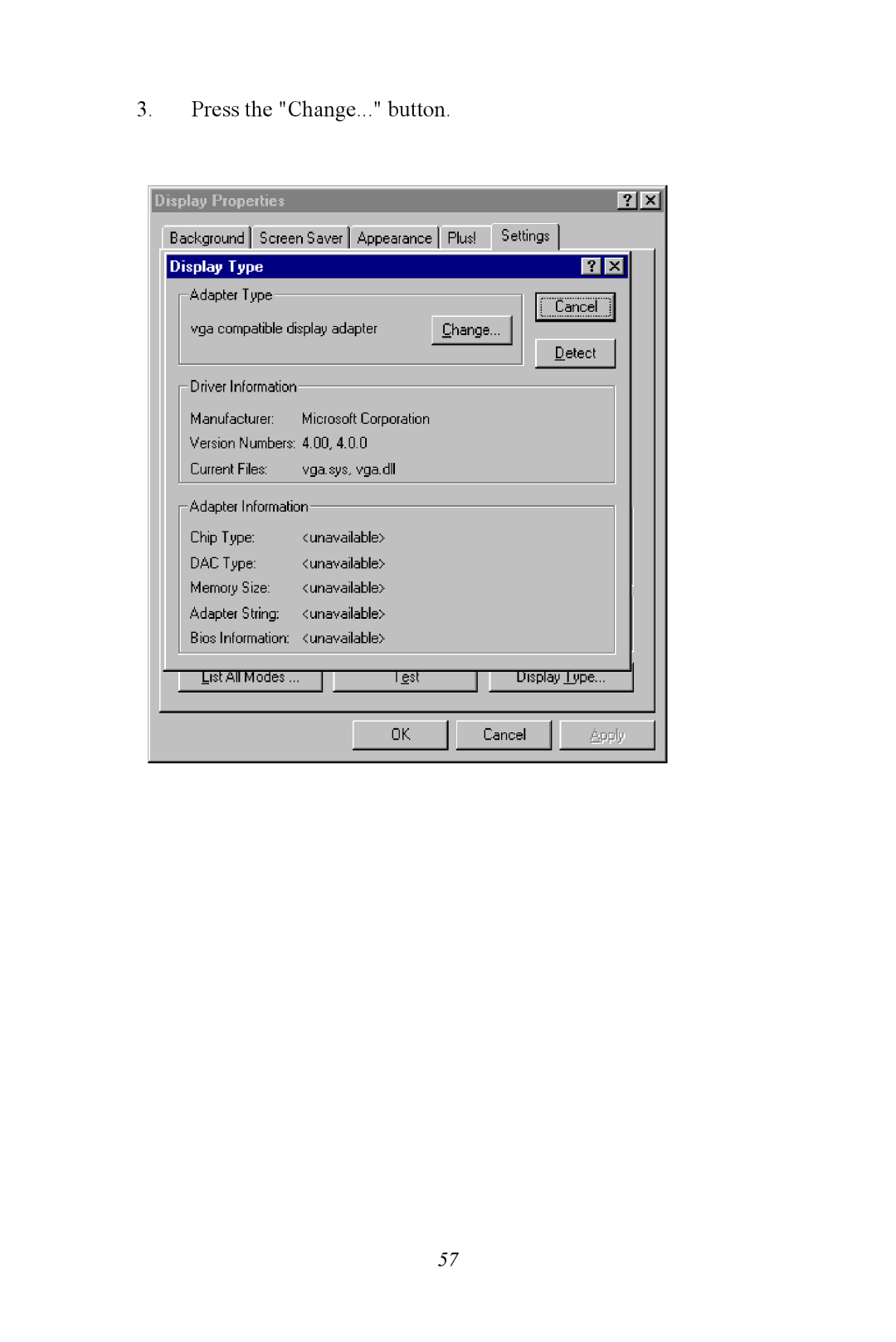 Advantech PCM-9372 user manual Press the Change... button 