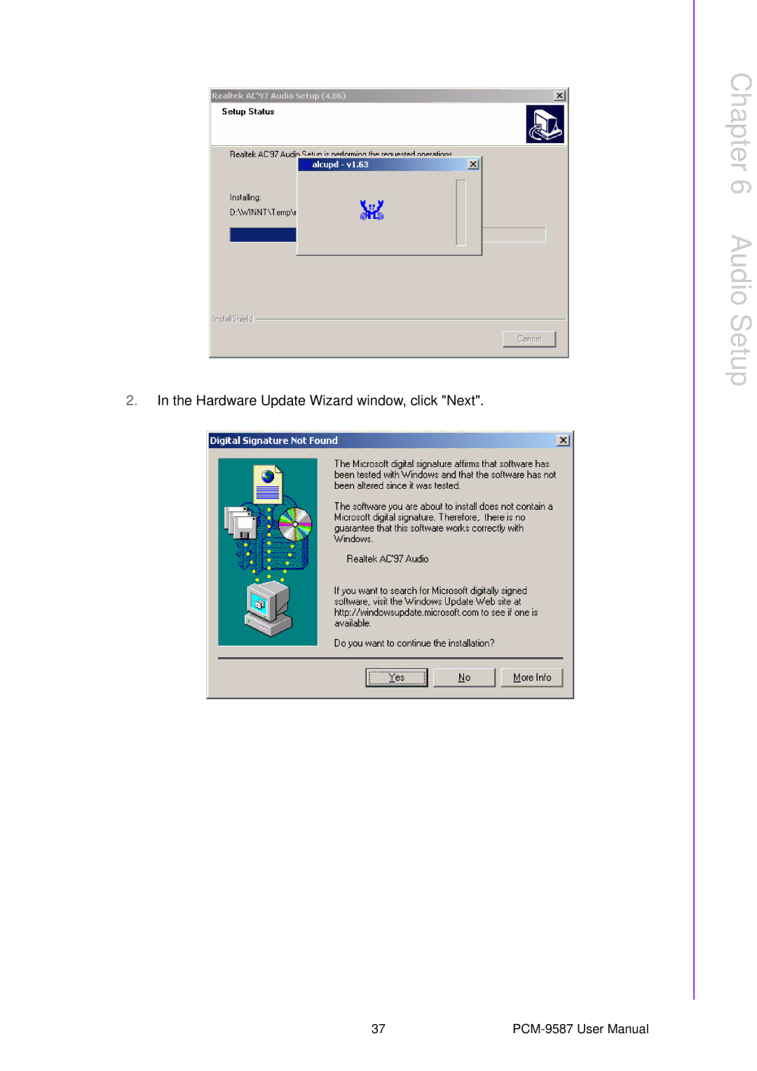 Advantech PCM-9587 user manual Audio Setup 