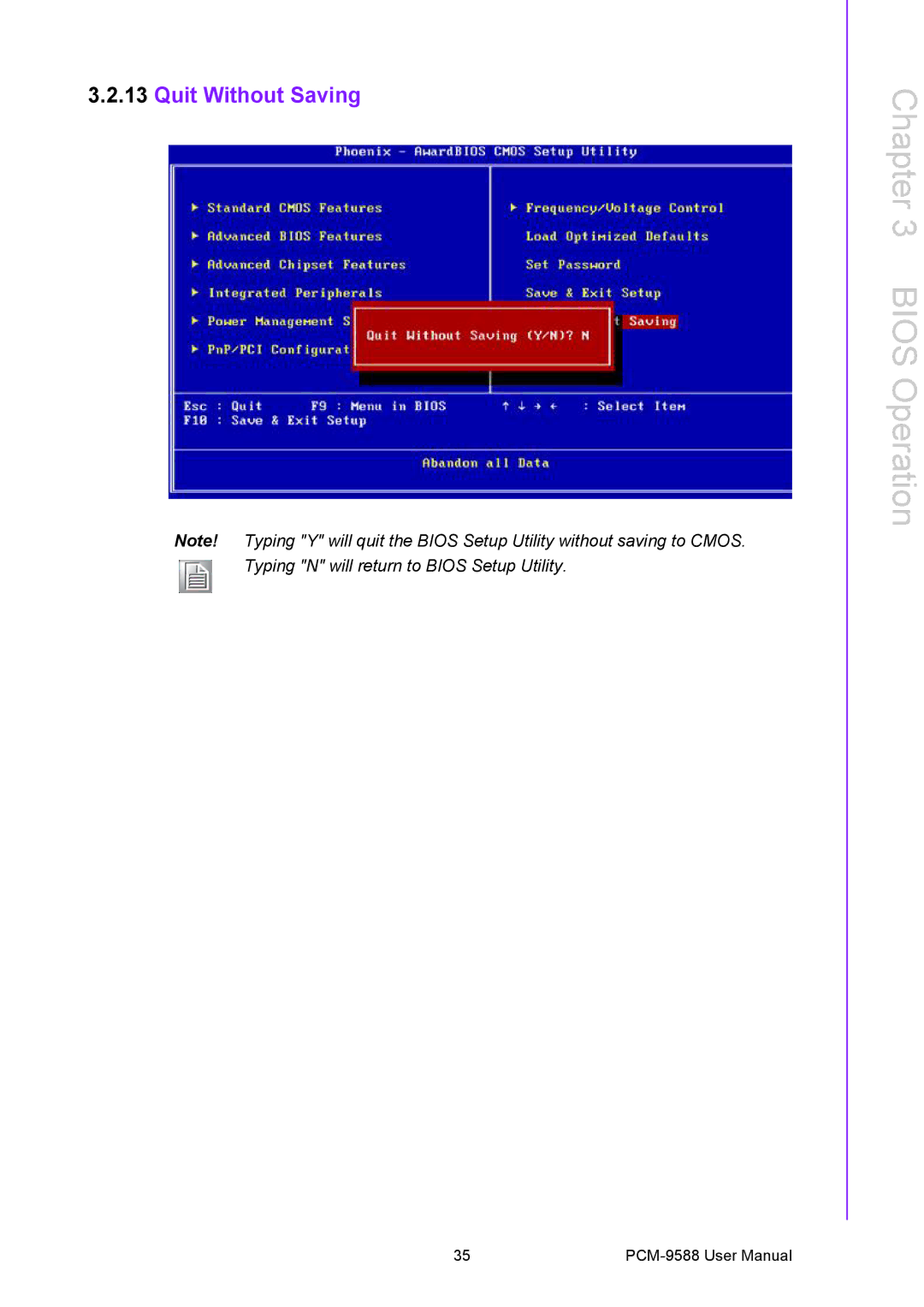 Advantech PCM-9588 user manual Quit Without Saving 