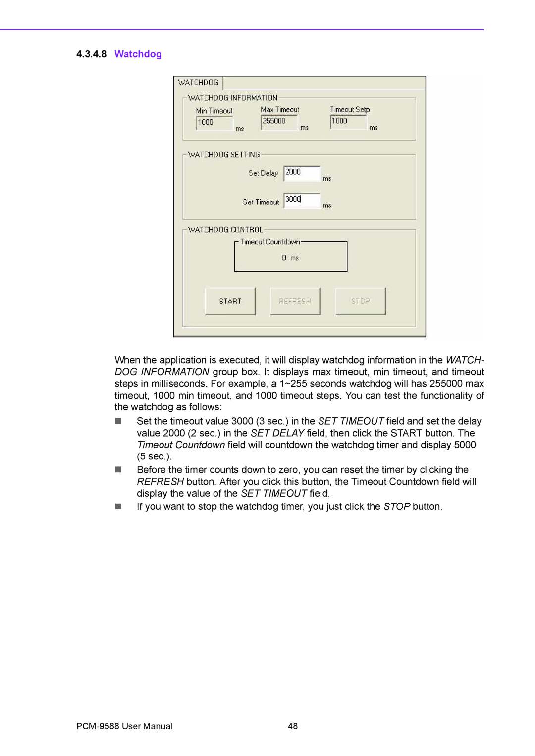 Advantech PCM-9588 user manual Watchdog 