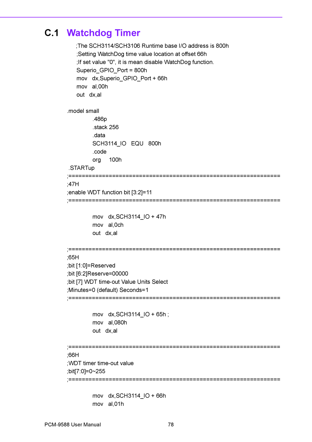 Advantech PCM-9588 user manual Watchdog Timer 