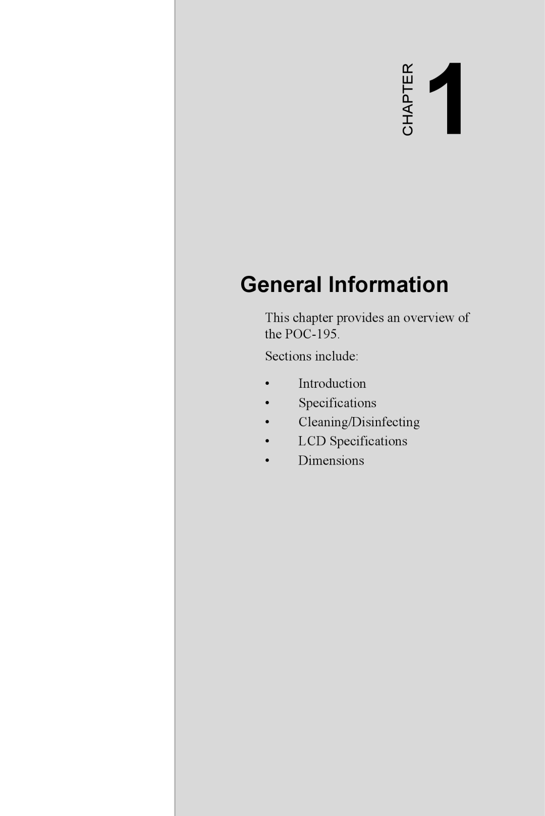 Advantech POC-195 user manual General Information 