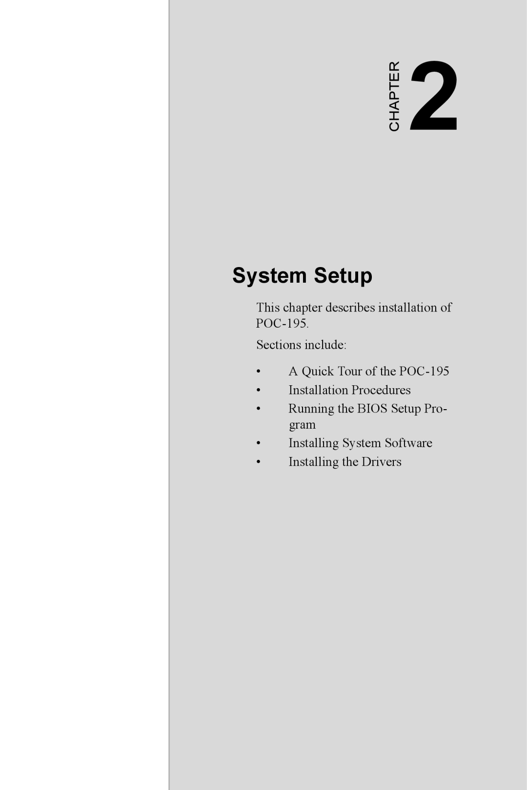 Advantech POC-195 user manual System Setup 