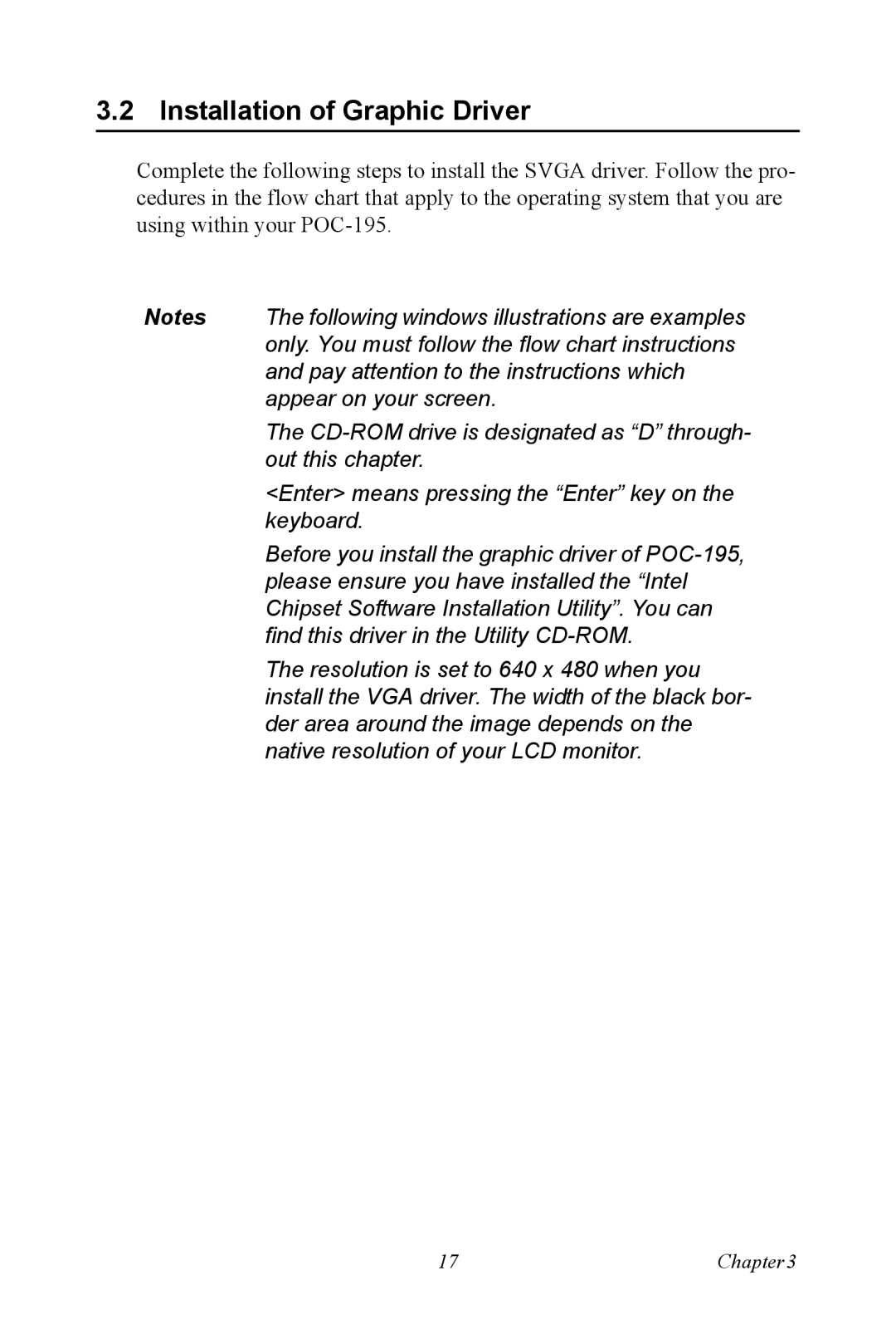 Advantech POC-195 user manual Installation of Graphic Driver 