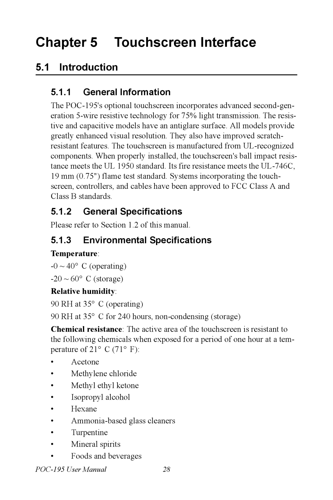 Advantech POC-195 user manual General Information, General Specifications, Environmental Specifications 