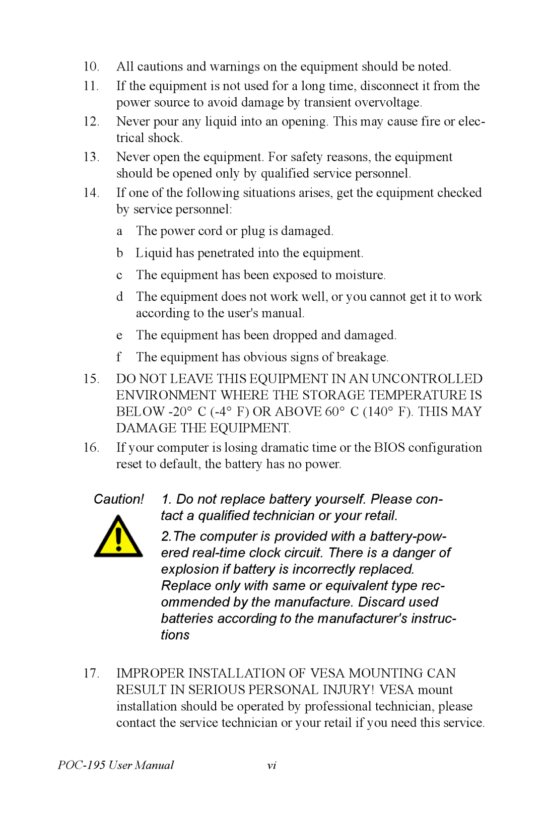 Advantech POC-195 user manual 