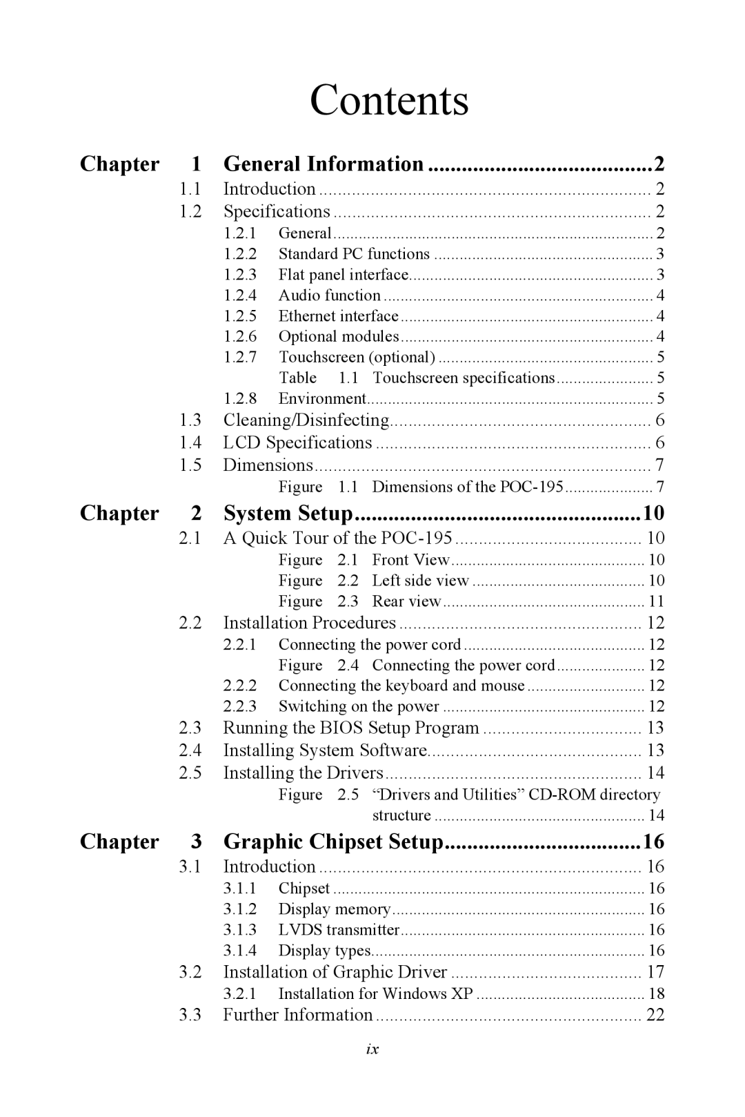 Advantech POC-195 user manual Contents 