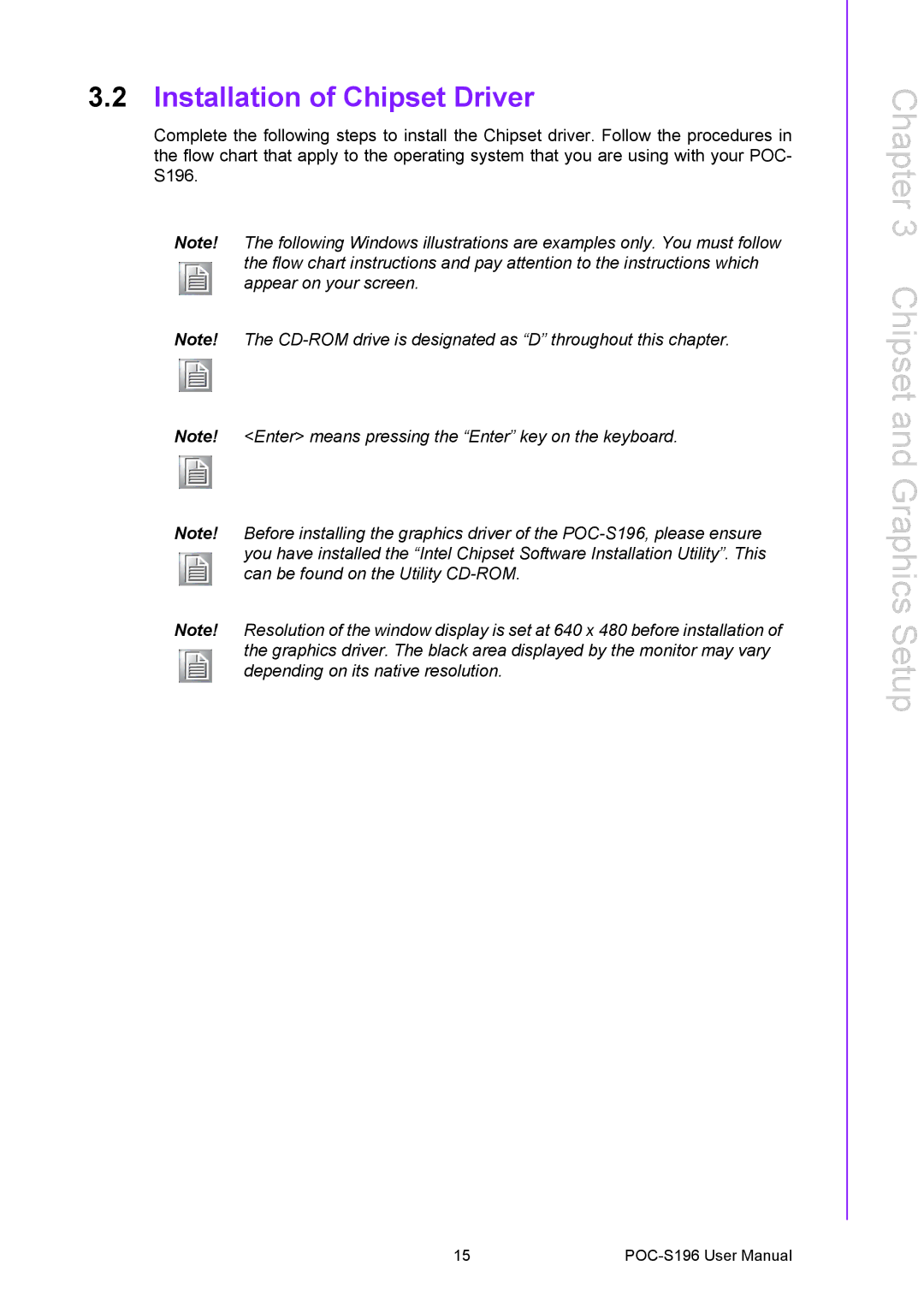 Advantech POC-S196 manual Chipset and Graphics Setup, Installation of Chipset Driver 