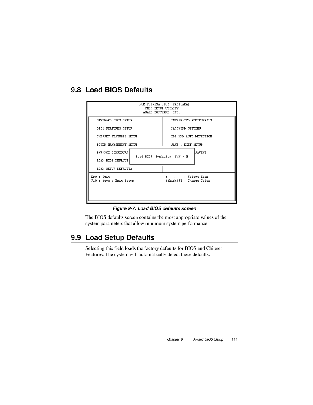 Advantech PPC-120, PPC-140 manual Load Bios Defaults, Load Setup Defaults 