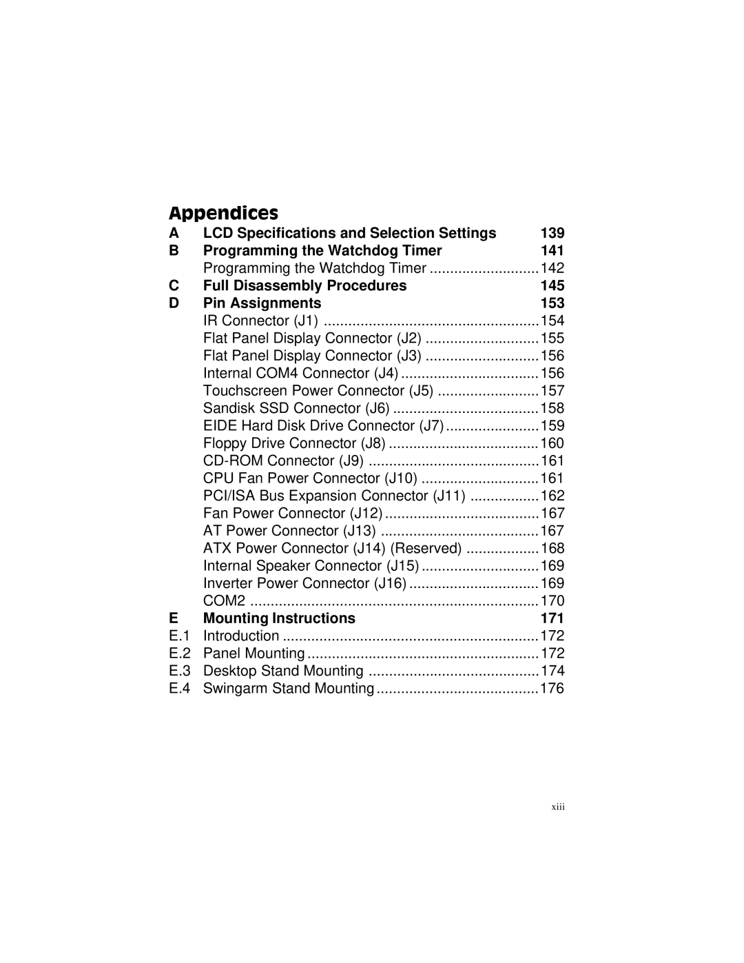 Advantech PPC-120, PPC-140 manual Appendices 