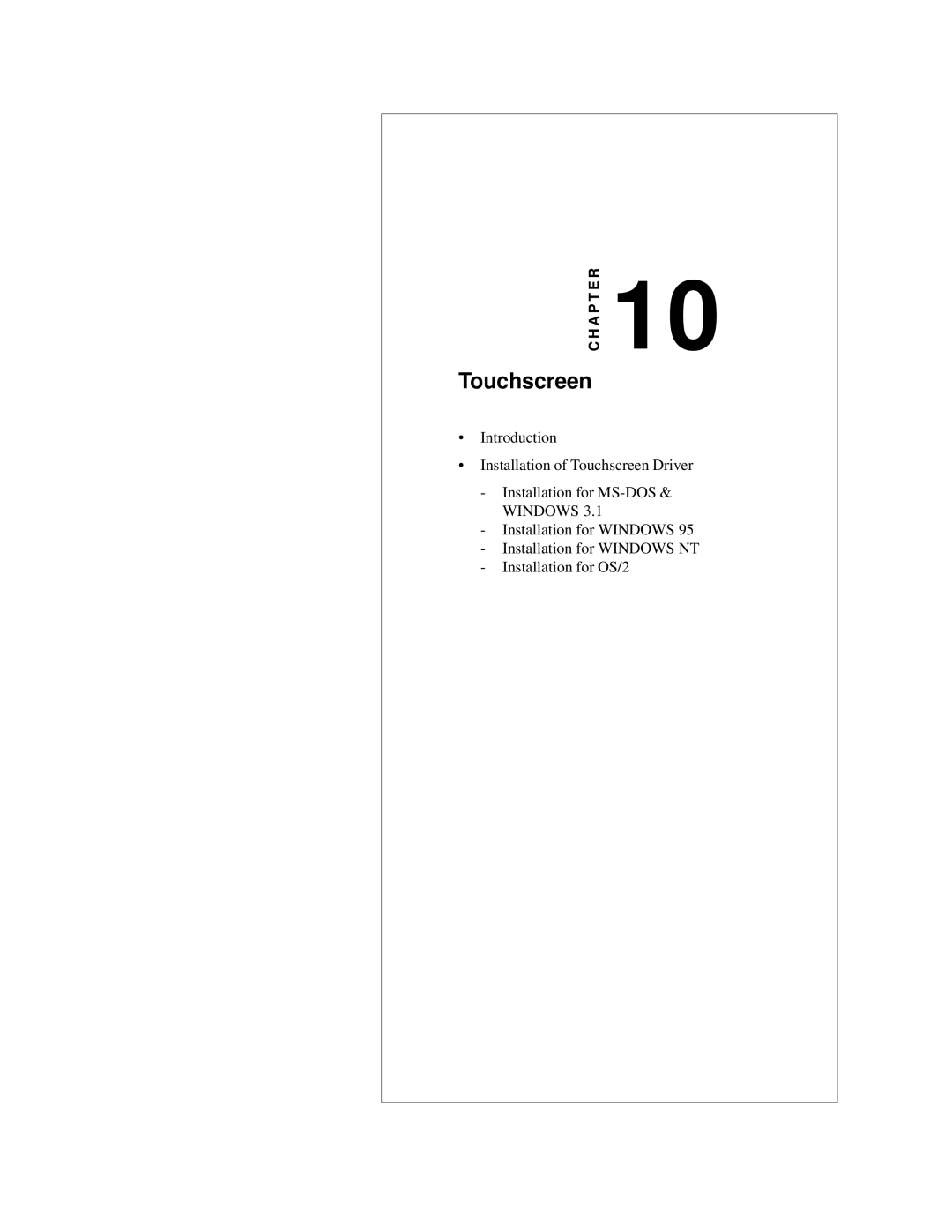 Advantech PPC-120, PPC-140 manual Touchscreen 