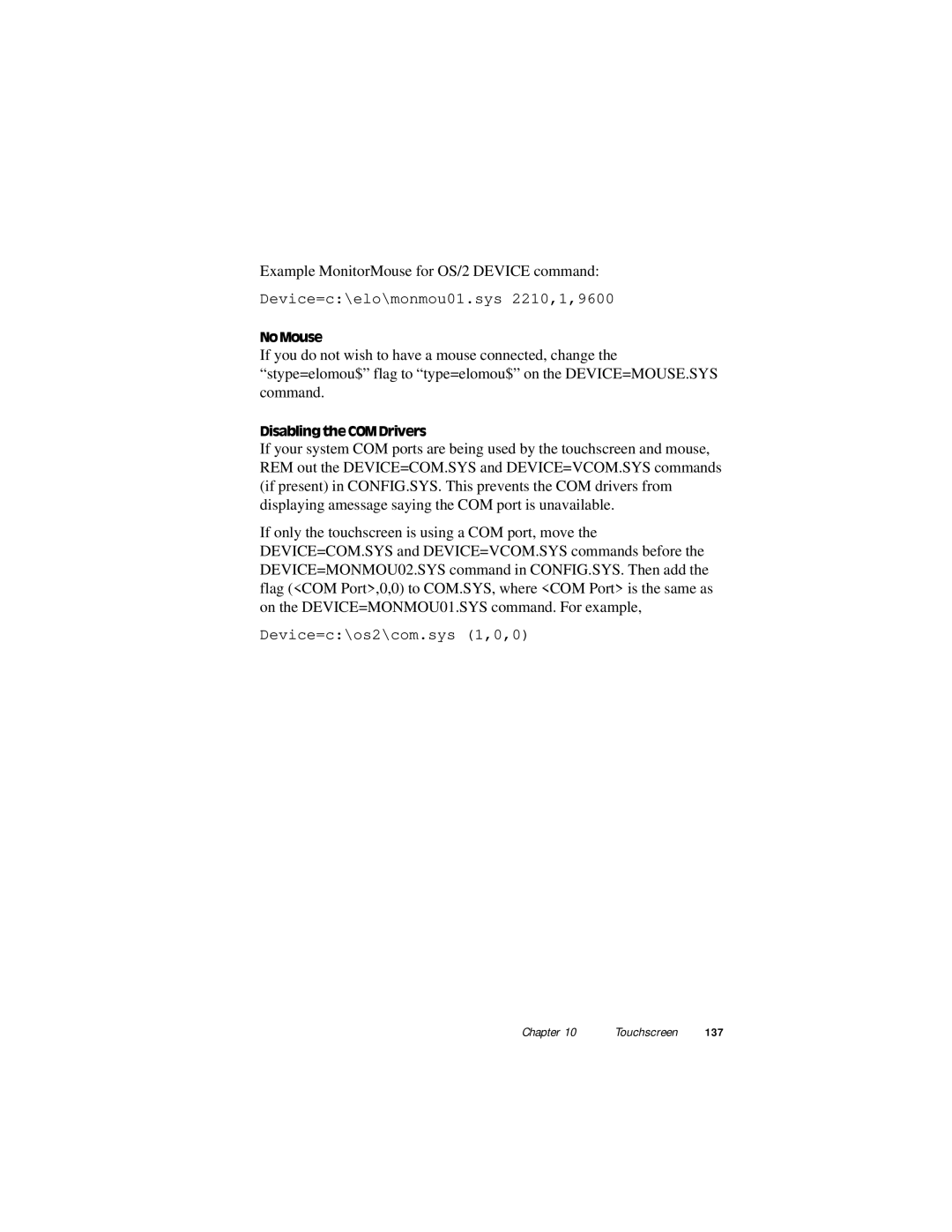 Advantech PPC-120, PPC-140 manual Example MonitorMouse for OS/2 Device command 