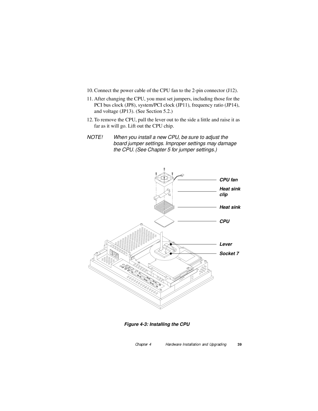 Advantech PPC-120, PPC-140 manual When you install a new CPU, be sure to adjust 