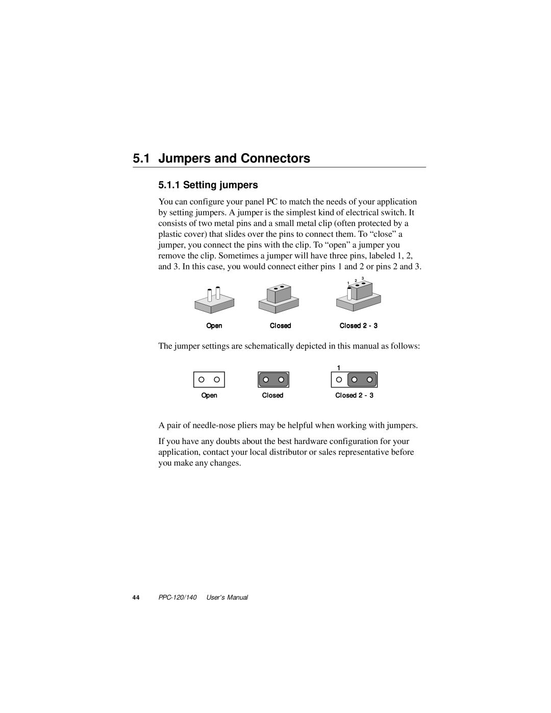 Advantech PPC-140, PPC-120 manual Jumpers and Connectors, Setting jumpers 