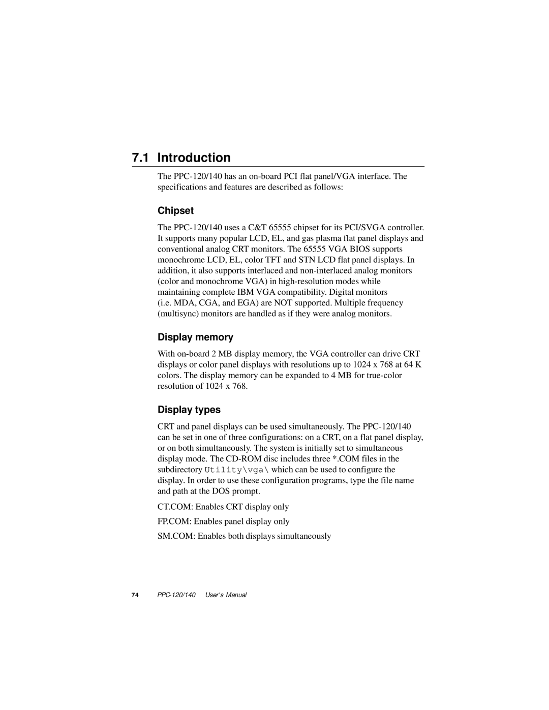 Advantech PPC-140, PPC-120 manual Chipset, Display memory, Display types 