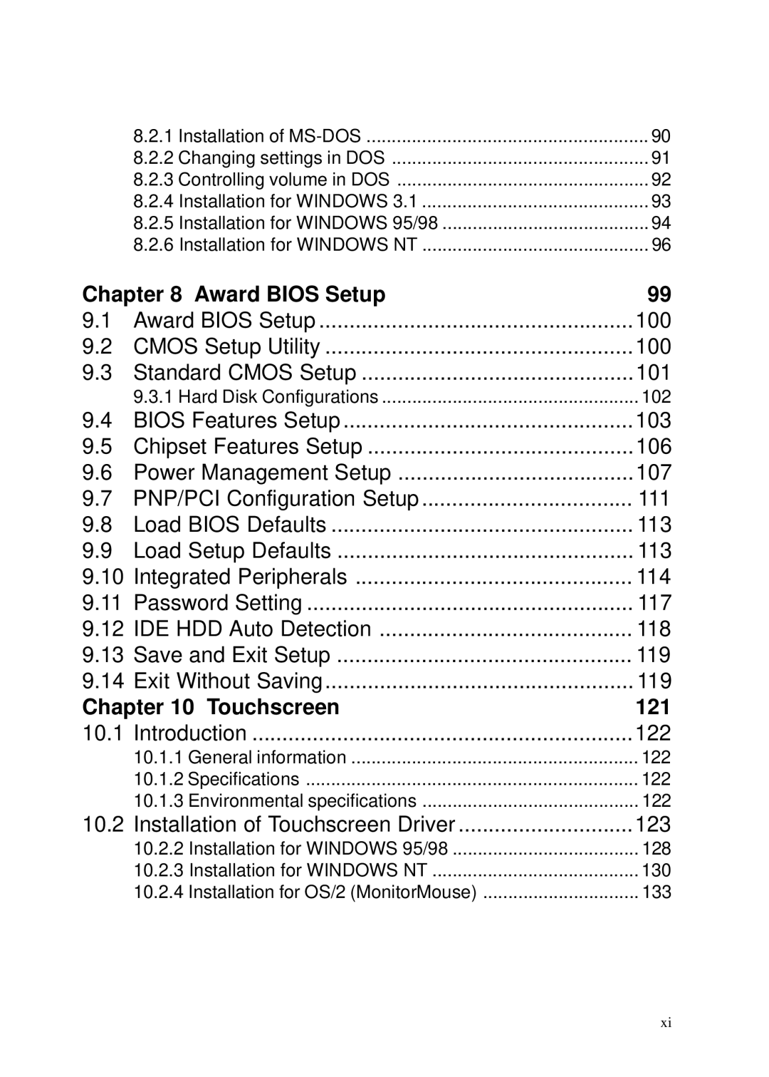 Advantech PPC-150 manual Award Bios Setup 