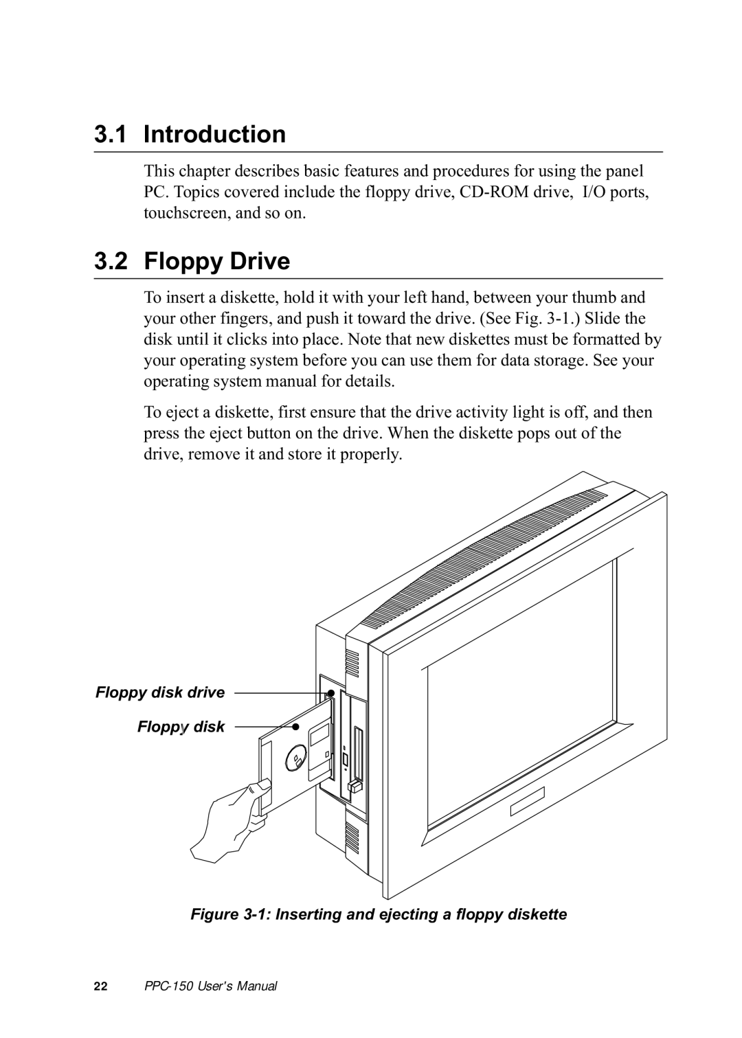 Advantech PPC-150 manual Introduction, Floppy Drive 