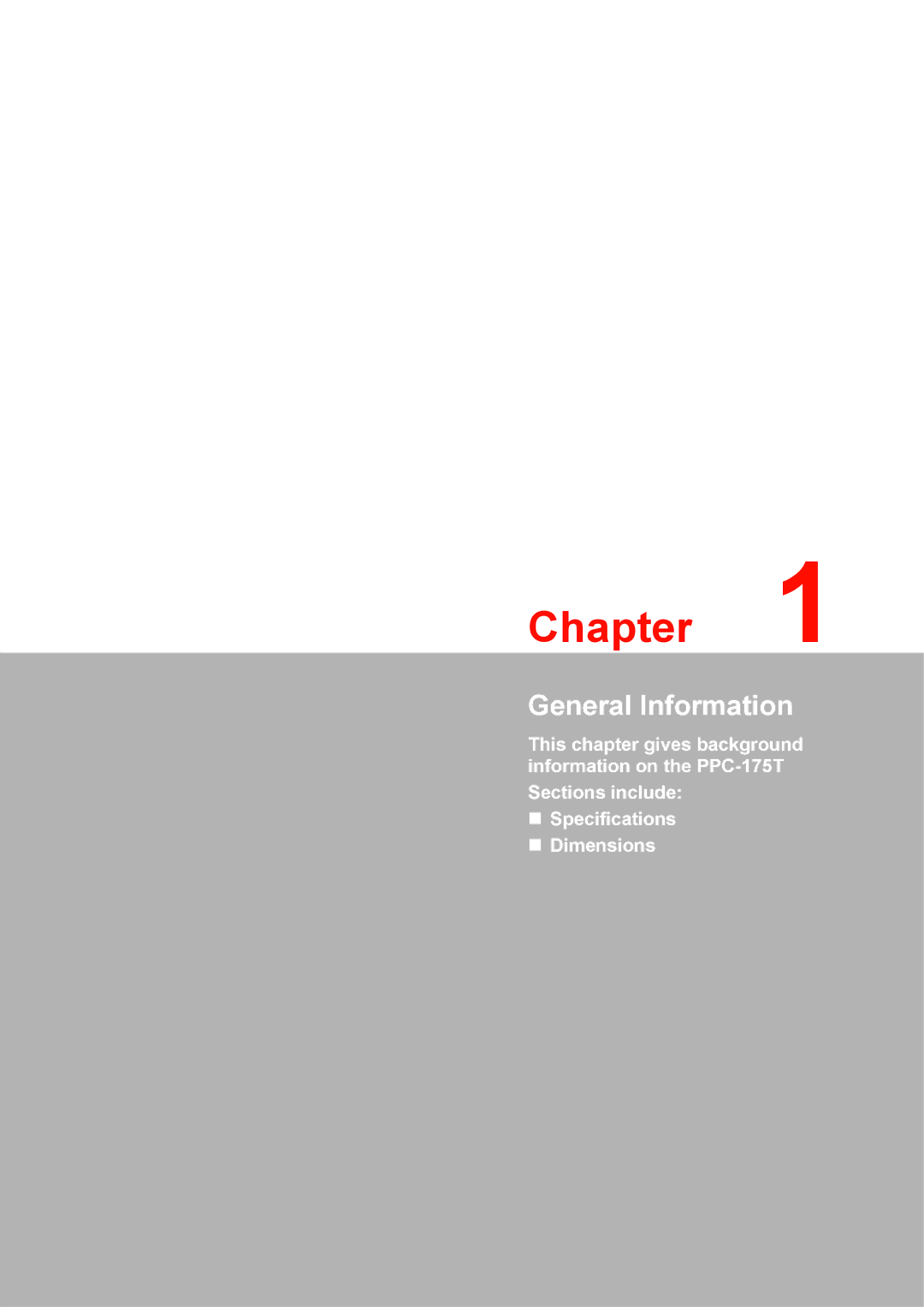Advantech PPC-175T user manual Chapter, General Information 