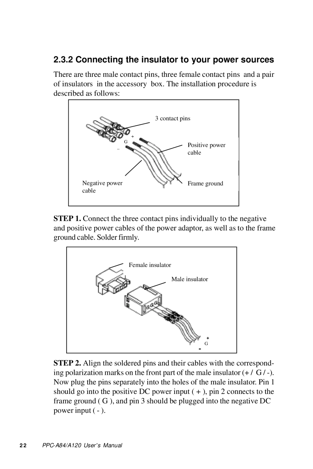 Advantech PPC-A84/A120-X5X user manual Connecting the insulator to your power sources 