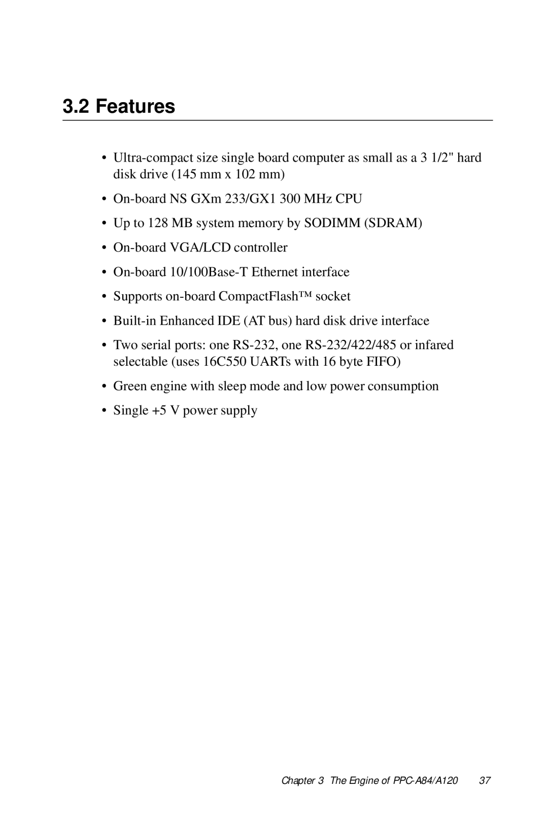 Advantech PPC-A84/A120-X5X user manual Features 