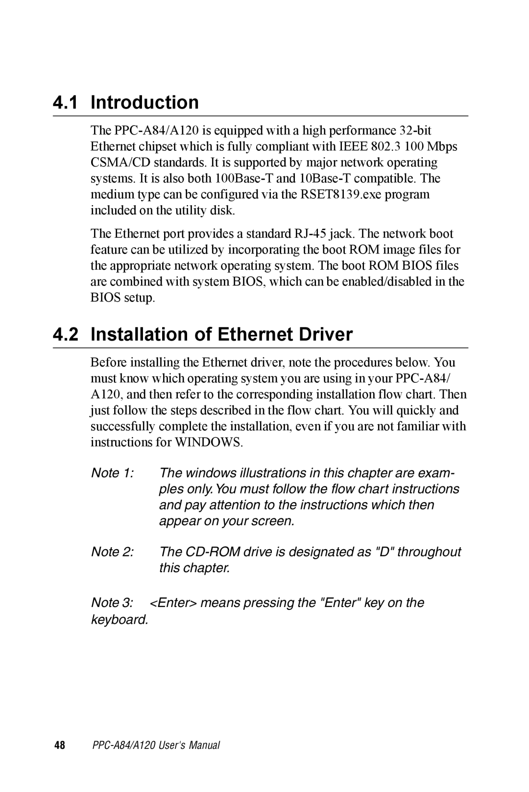 Advantech PPC-A84/A120-X5X user manual Introduction, Installation of Ethernet Driver 