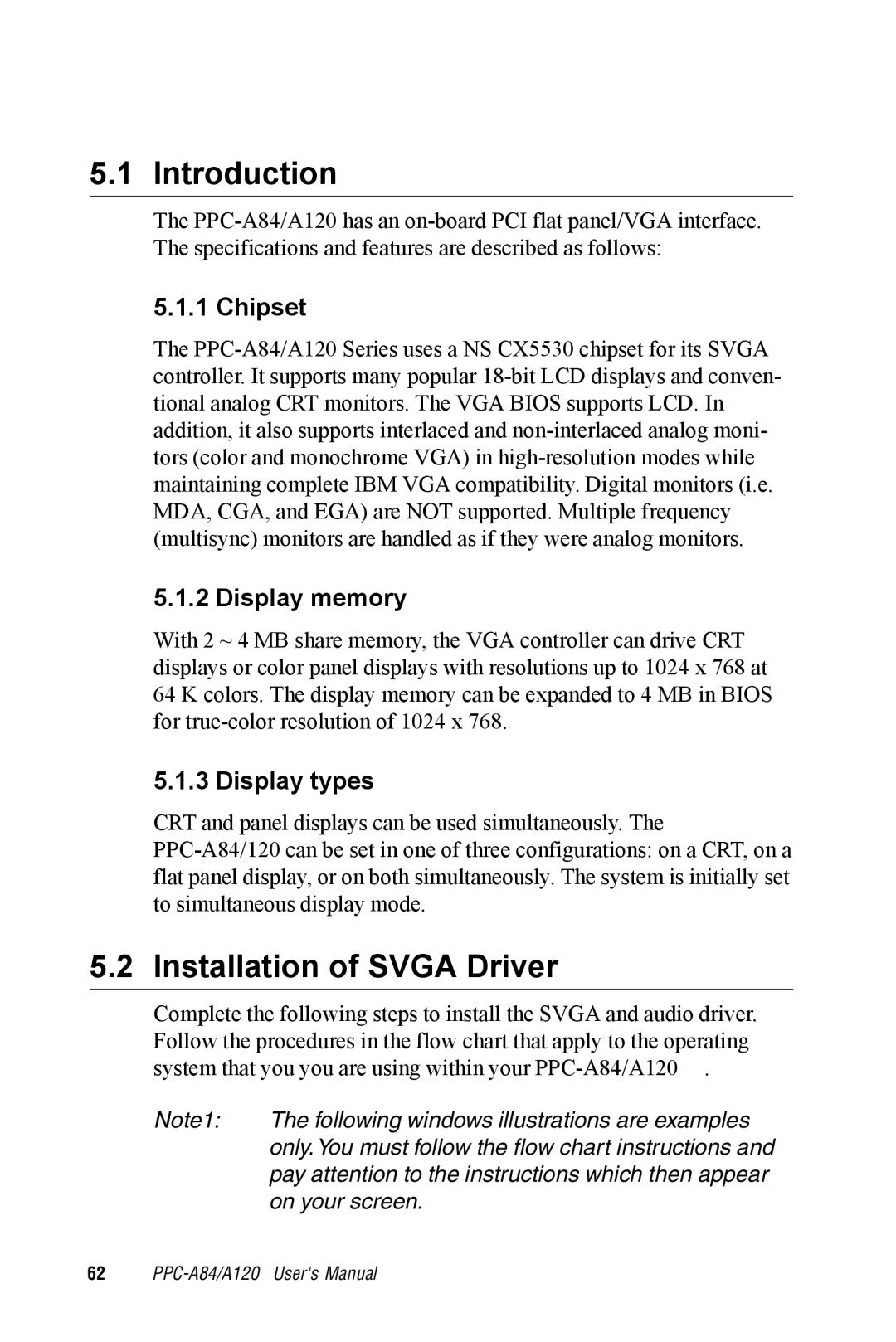 Advantech PPC-A84/A120-X5X user manual Installation of Svga Driver, Chipset 